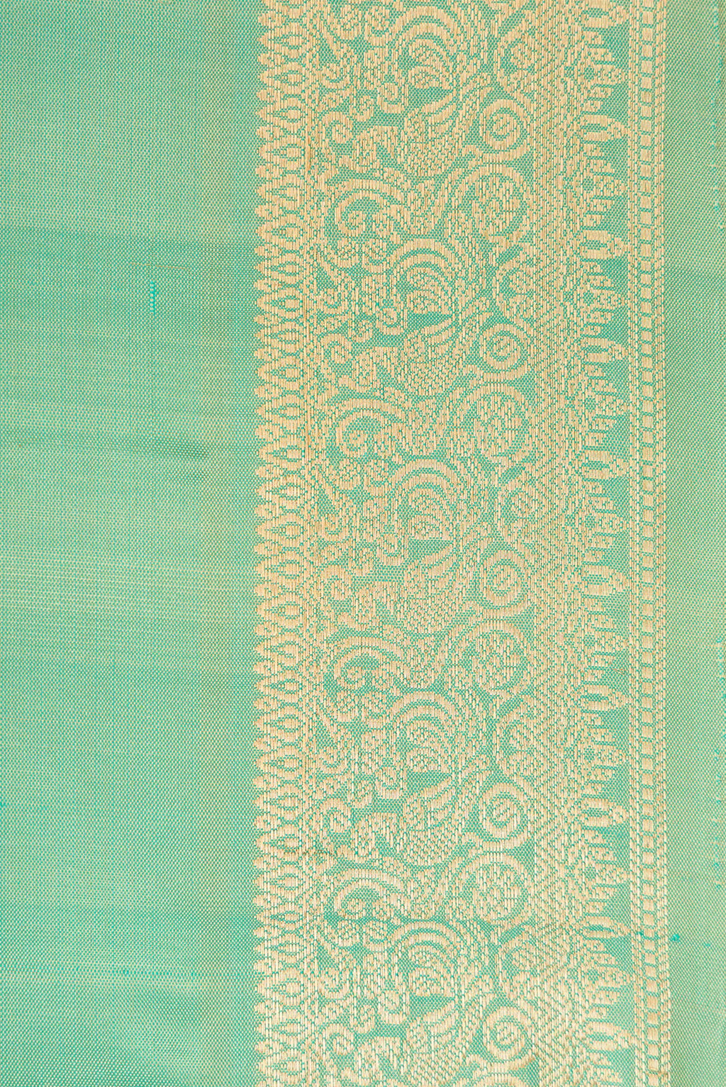 Border image of Pista Green Dual Tone Soft Silk Saree with Zari Butta on the body and Zari Border. 
