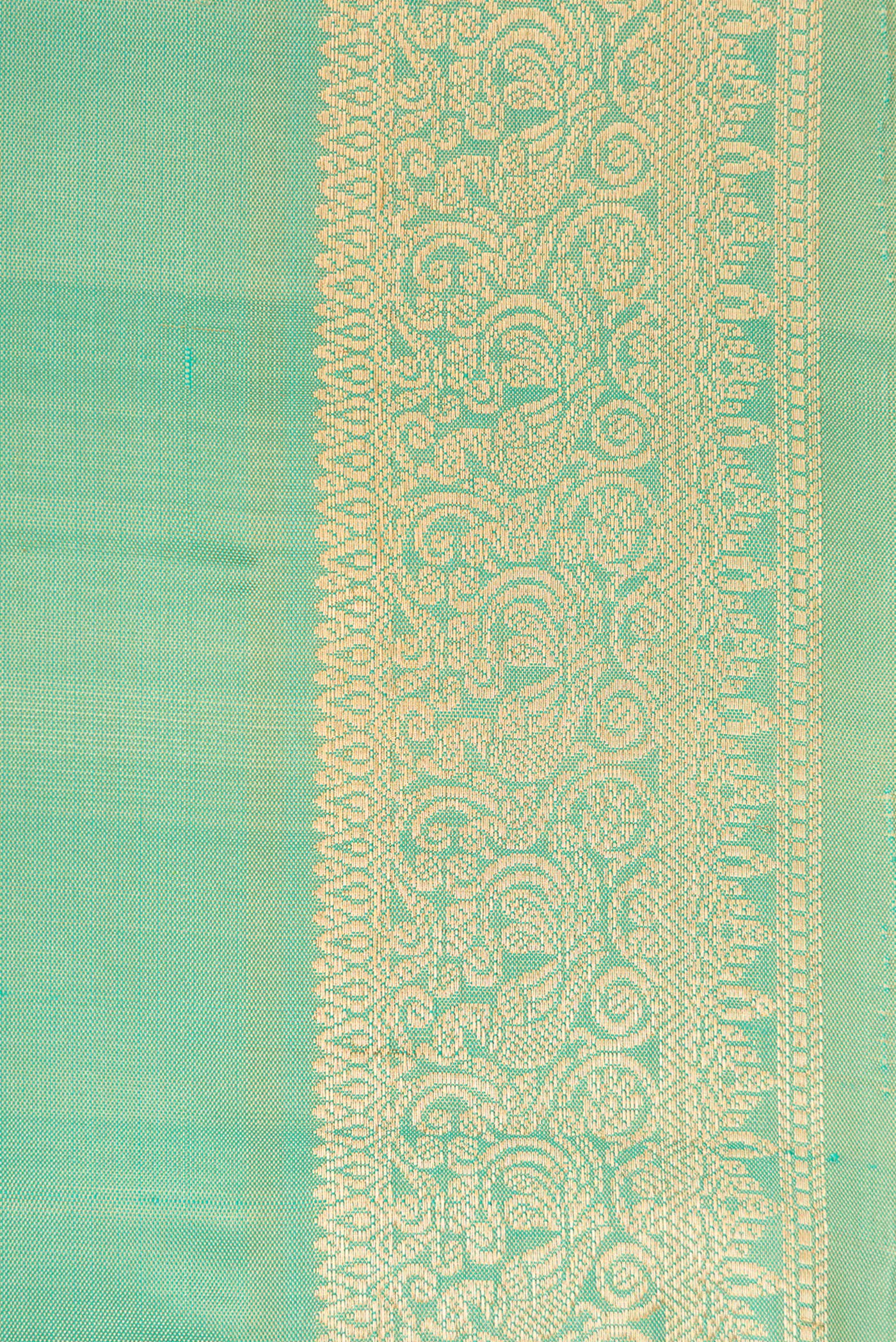 Border image of Pista Green Dual Tone Soft Silk Saree with Zari Butta on the body and Zari Border. 