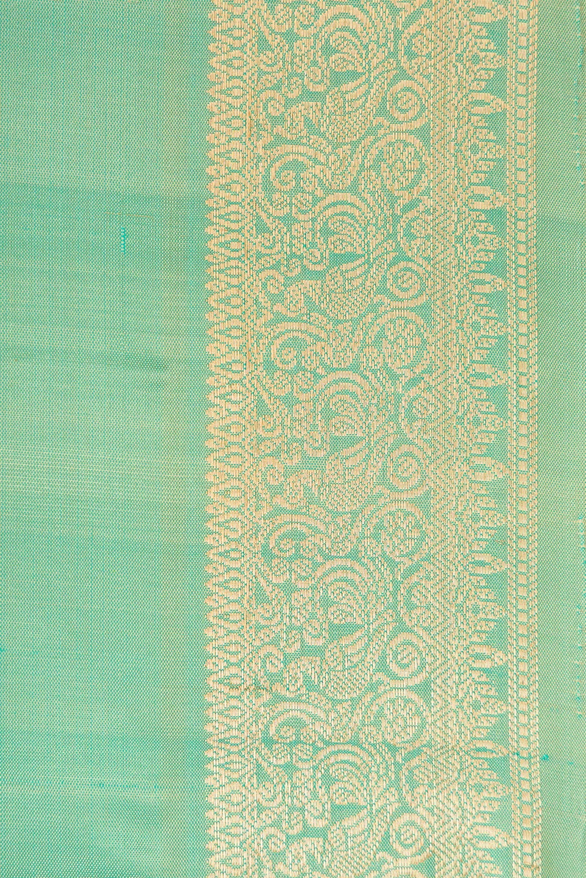 Border image of Pista Green Dual Tone Soft Silk Saree with Zari Butta on the body and Zari Border. 