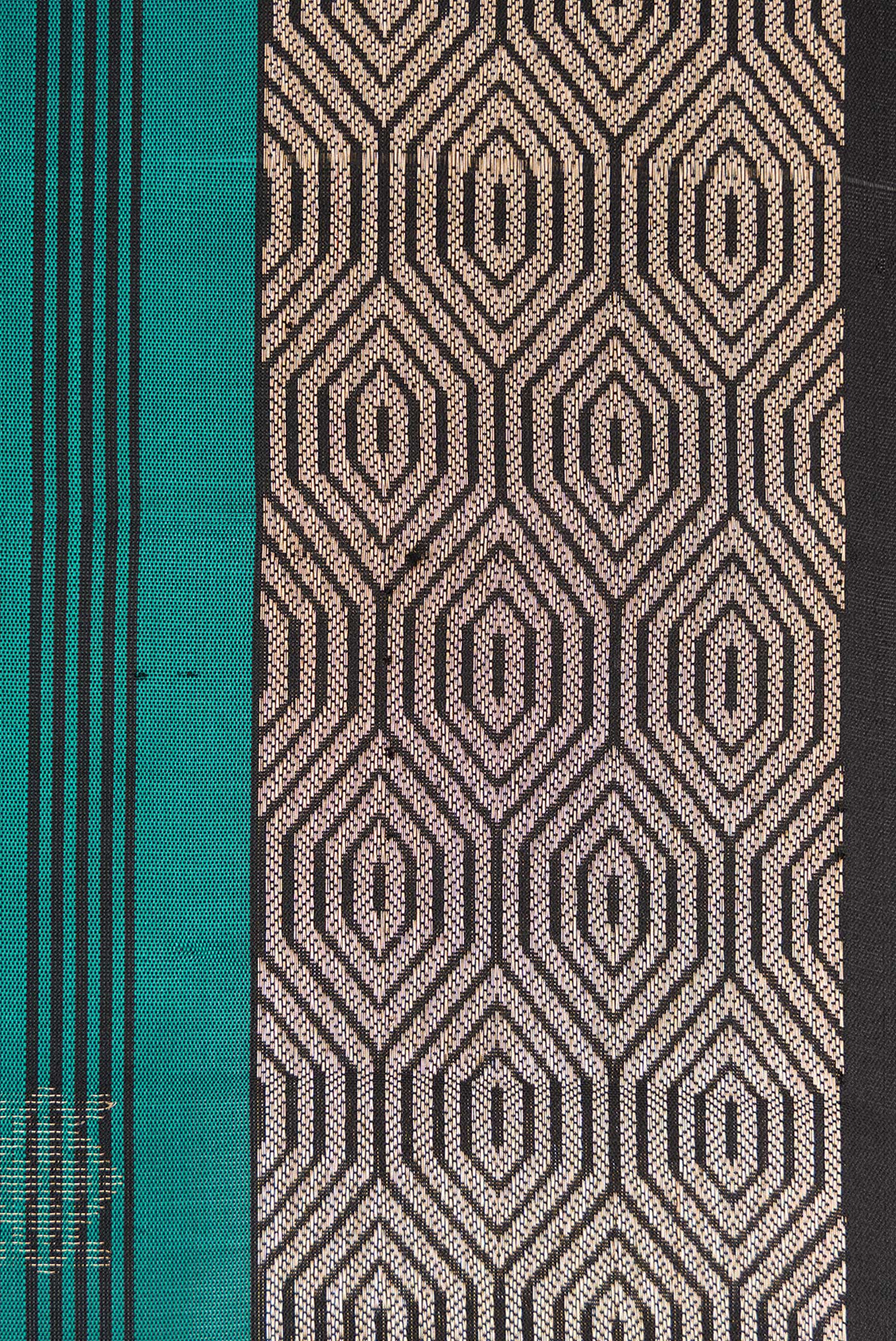 Border image of Maya Blue Dual Tone Soft Silk Saree with Zari Butta on the body and Zari Border. 