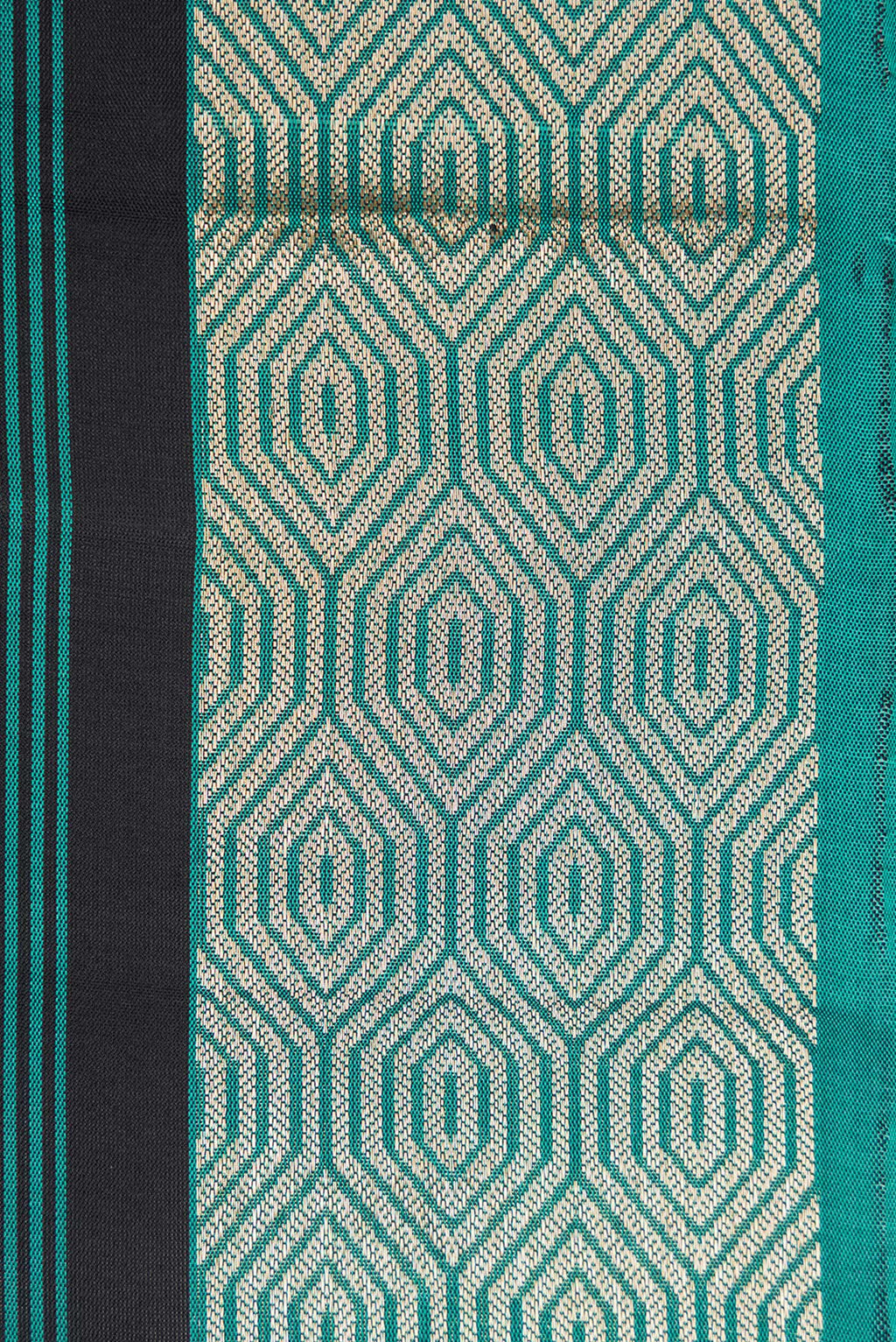 Border image of Maya Blue Dual Tone Soft Silk Saree with Stripes on the body and Zari Border. 