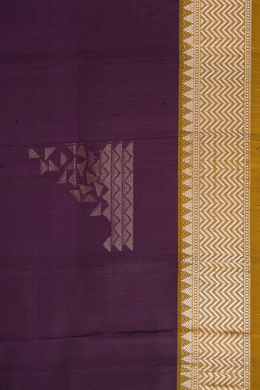 Border image of Burgundy Dual Tone Soft Silk Saree with Zari Butta on the body and Zari Border. 