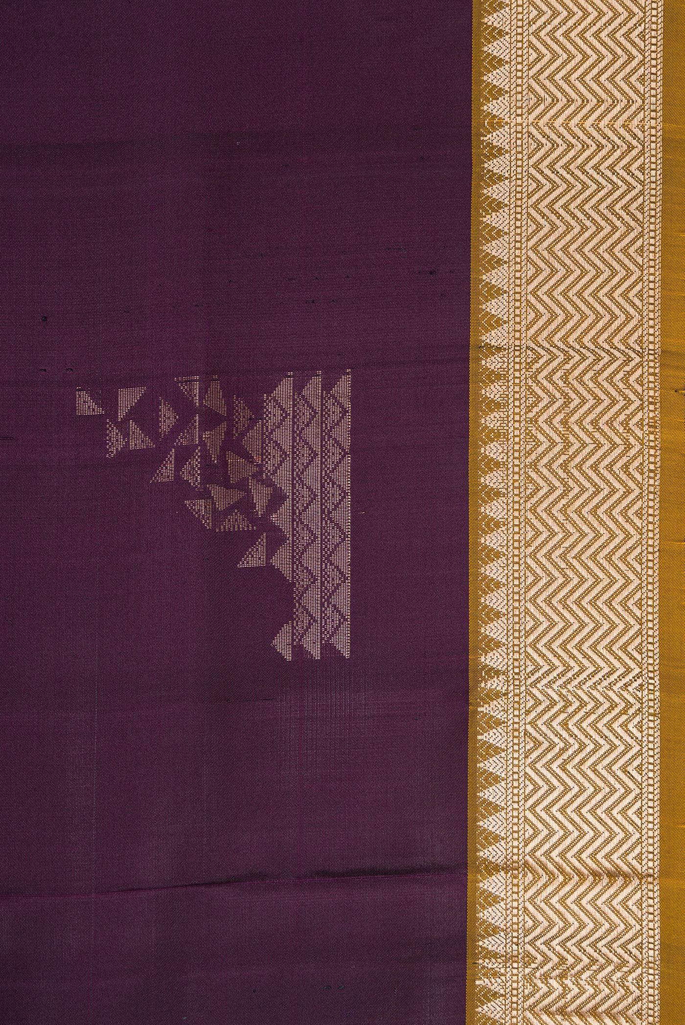 Border image of Burgundy Dual Tone Soft Silk Saree with Zari Butta on the body and Zari Border. 