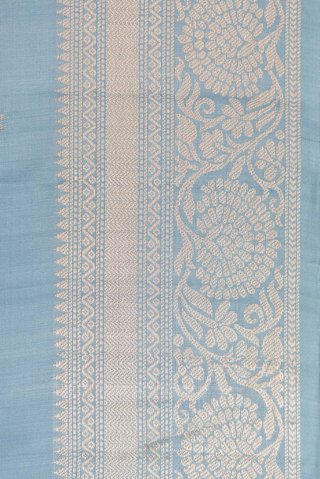 Border image of Light Blue Dual Tone Soft Silk Saree with Zari Butta on the body and Zari Border. 