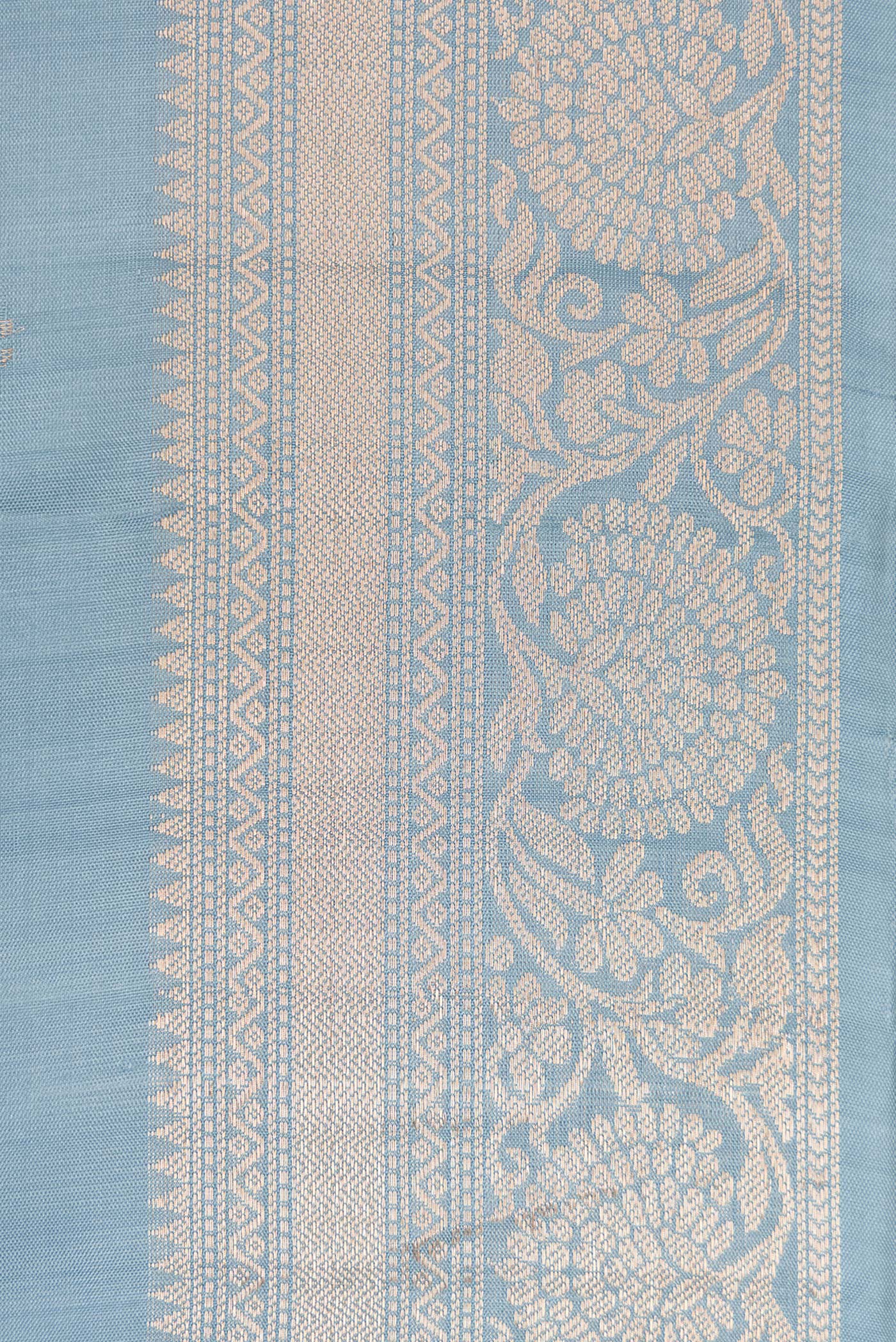 Border image of Light Blue Dual Tone Soft Silk Saree with Zari Butta on the body and Zari Border. 