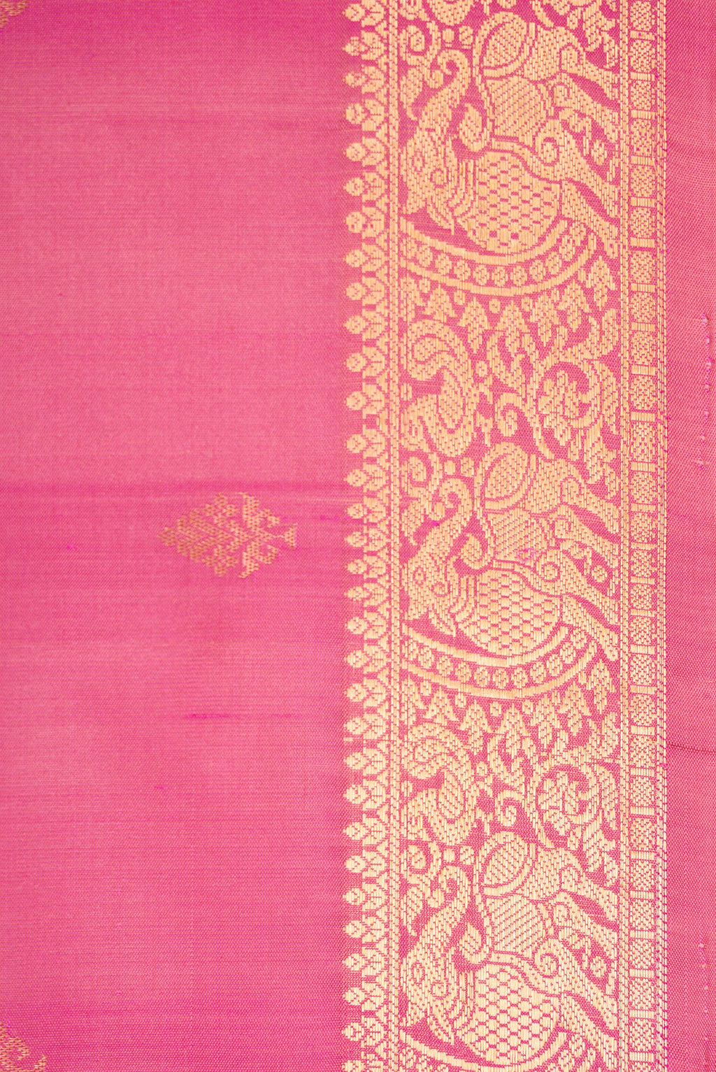 Border image of Pink Dual Tone Soft Silk Saree with Zari Butta on the body and Zari Border. 
