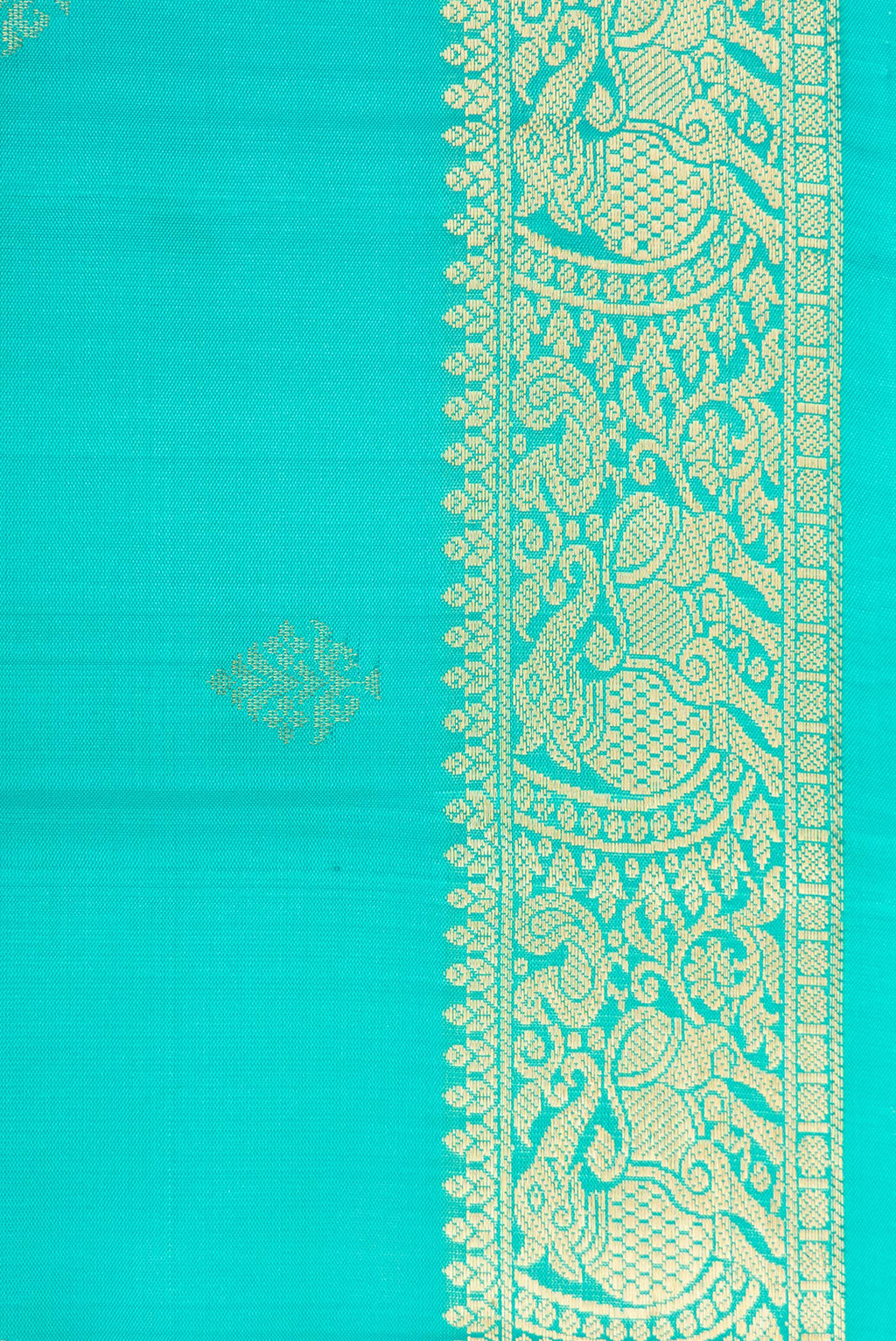 Border image of Sky Blue Dual Tone Soft Silk Saree with Zari Butta on the body and Zari Border. 