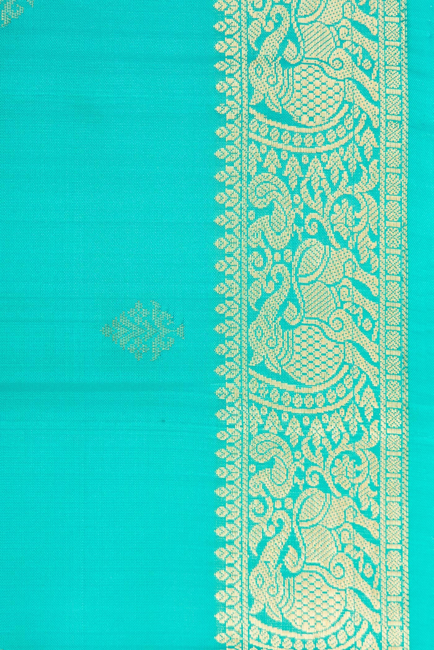 Border image of Sky Blue Dual Tone Soft Silk Saree with Zari Butta on the body and Zari Border. 