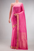 Pink Dual Tone Soft Silk Saree with Zari Butta on the body and Zari Border.  displayed on a mannequin