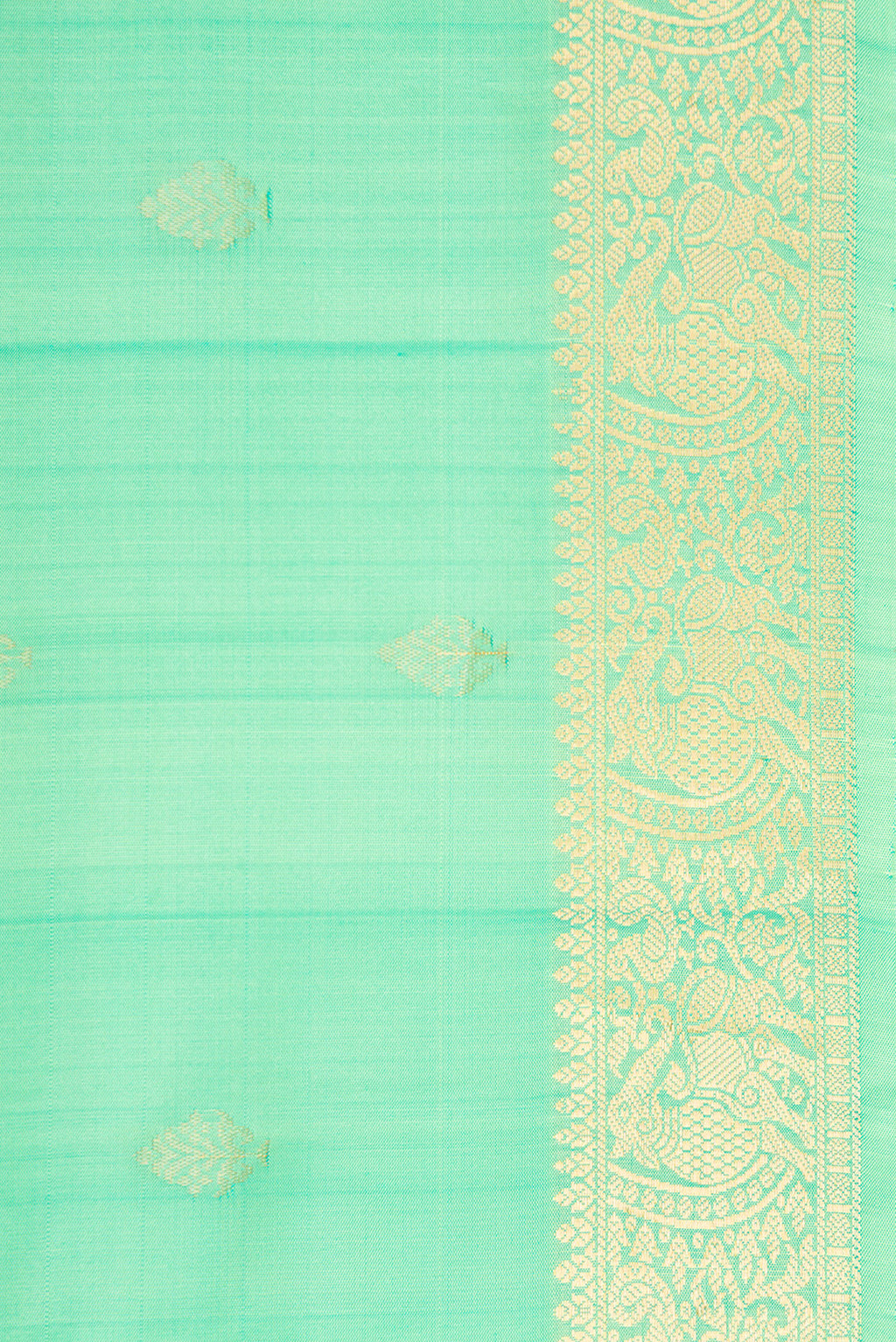 Border image of Pista Green Dual Tone Soft Silk Saree with Zari Butta on the body and Zari Border. 