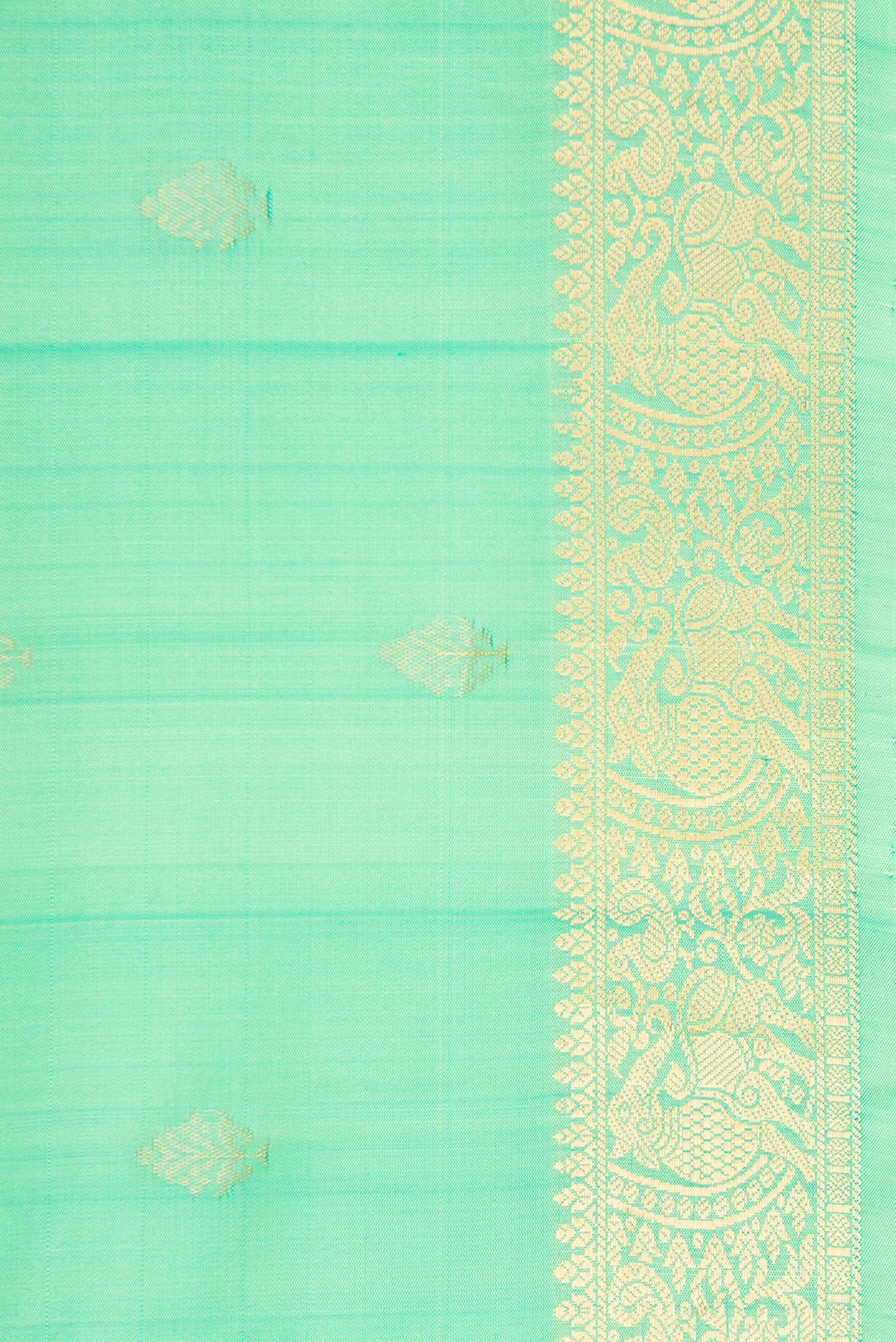 Border image of Pista Green Dual Tone Soft Silk Saree with Zari Butta on the body and Zari Border. 