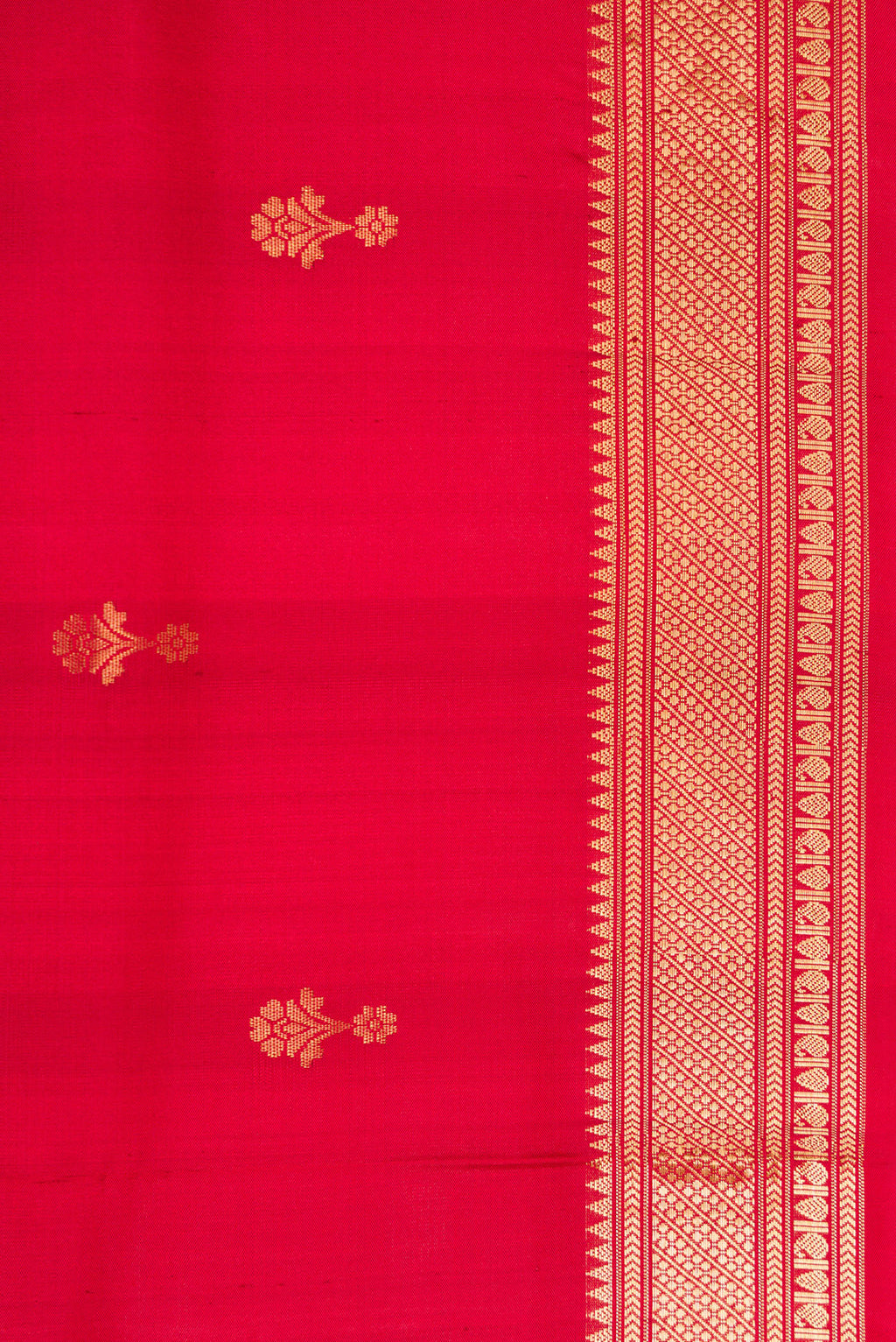 Border image of Red Dual Tone Soft Silk Saree with Zari Butta on the body and Zari Border. 