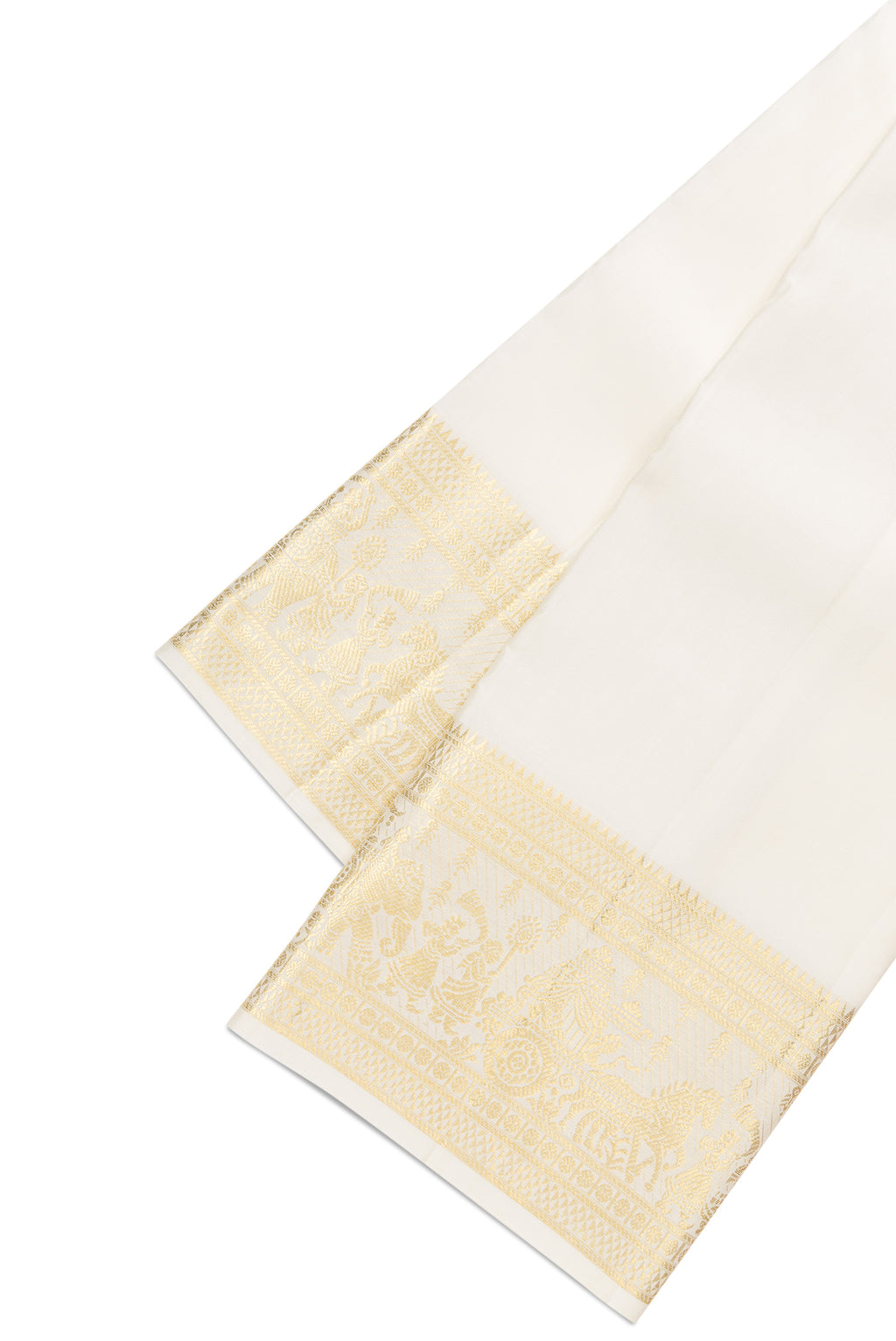 Sandal Silk Dhoti With Angavastram (8X4) Muzham with Plain Body and Zari Border