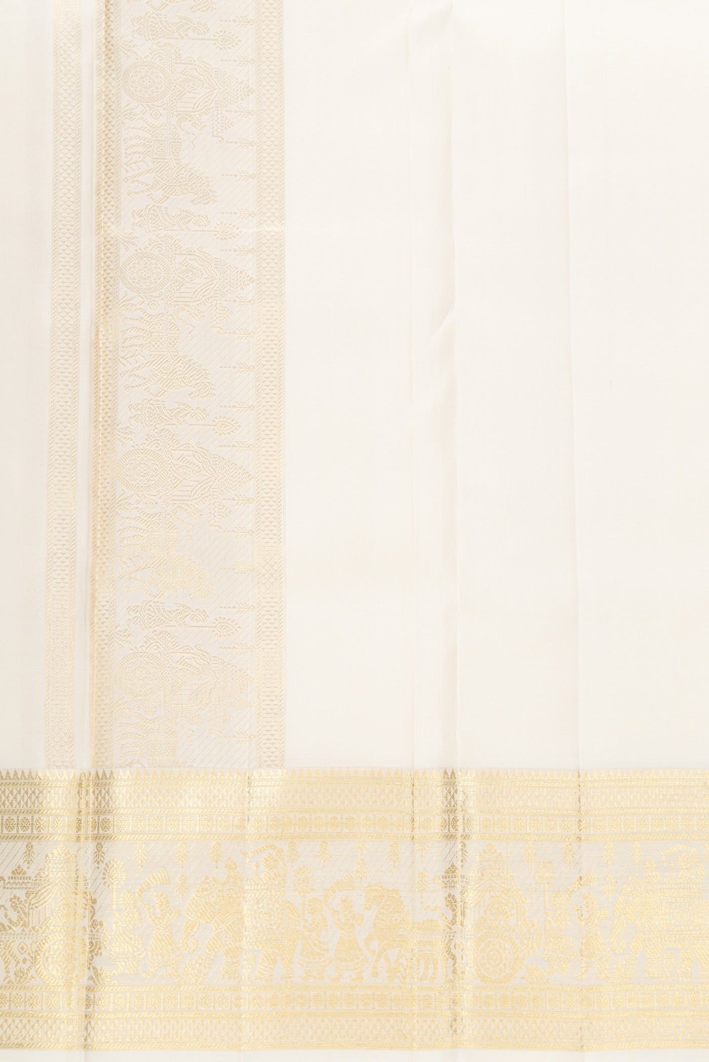 Sandal Silk Dhoti With Angavastram (8X4) Muzham with Plain Body and Zari Border