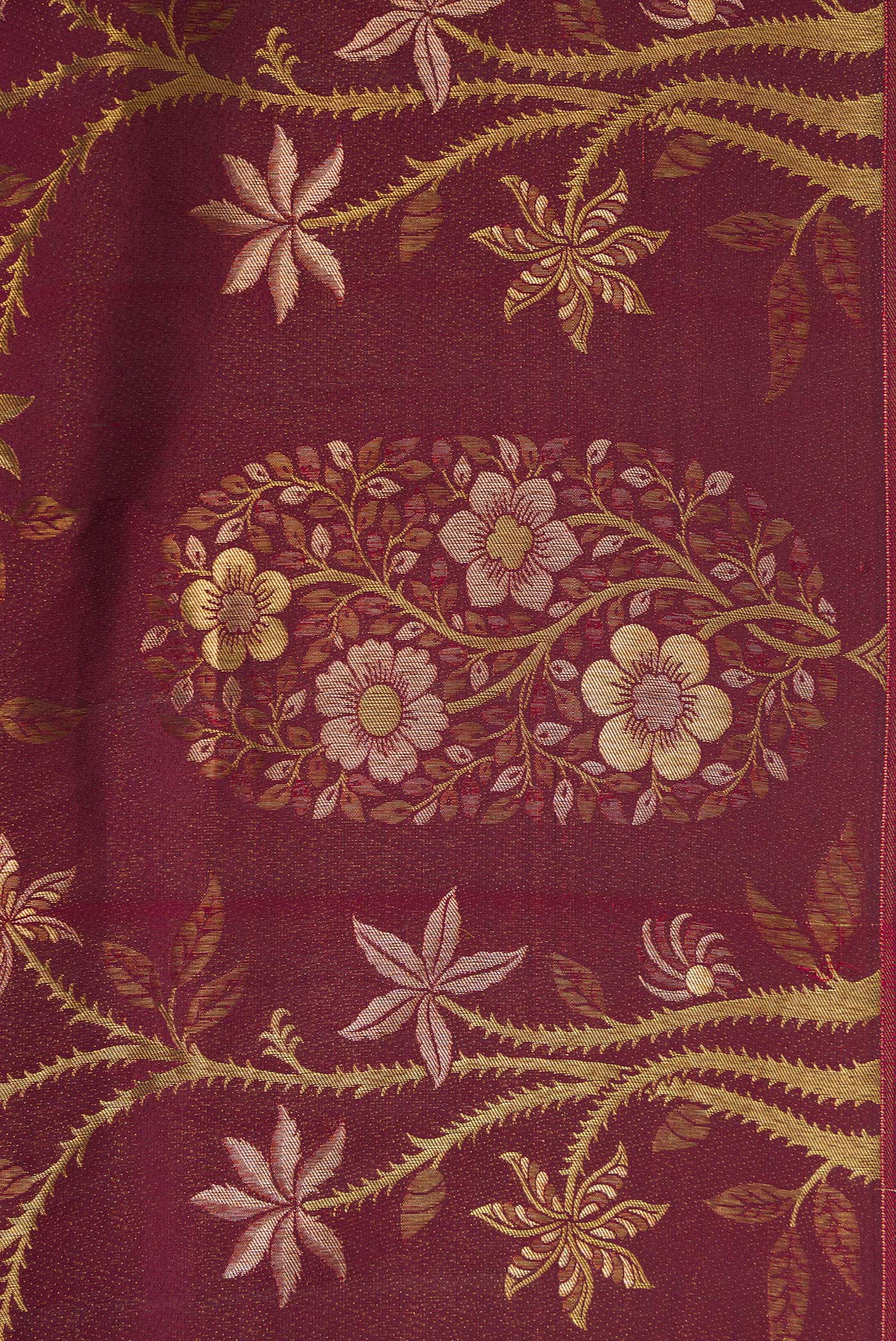 Border image of Maroon Dual Tone Kanchipuram Silk Saree with Zari Brocade on the body and Fancy Border. 