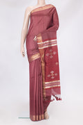 Maroon Tussar Silk Saree with Thread Butta on the body and Zari Border.  displayed on a mannequin