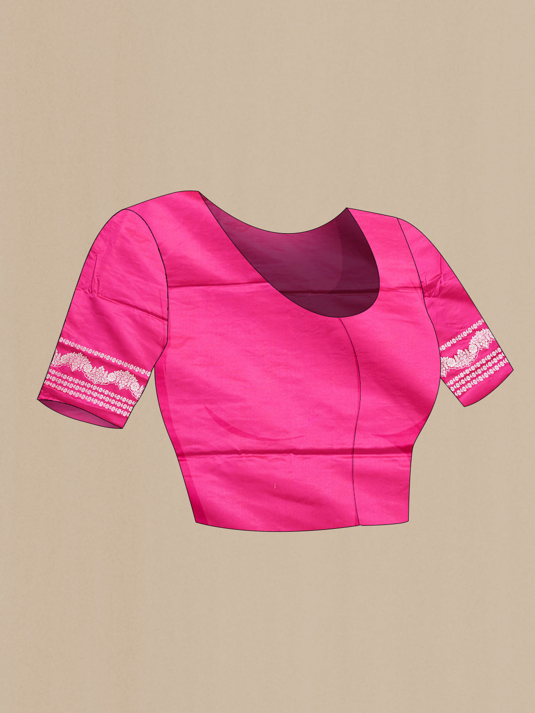 Close up image of the blouse of Pink Dual Tone Blended Banarasi Silk Saree with Zari Butta on the body and Zari Border. 