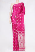 Pink Dual Tone Blended Banarasi Silk Saree with Zari Butta on the body and Zari Border.  displayed on a mannequin