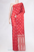 Red Dual Tone Blended Banarasi Silk Saree with Zari Butta on the body and Zari Border.  displayed on a mannequin