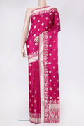 Dark Pink Dual Tone Blended Banarasi Silk Saree with Zari Butta on the body and Zari Border.  displayed on a mannequin