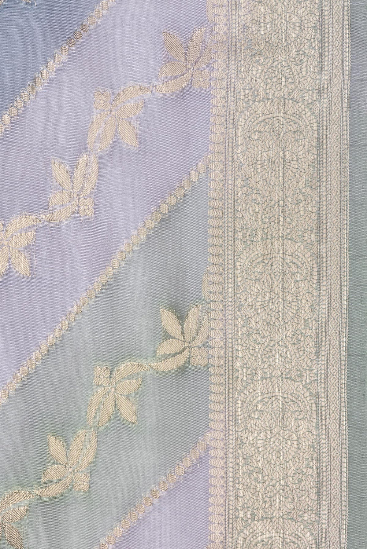 Border image of Grey Dual Tone Tussar Silk Saree with Zari Brocade on the body and Zari Border. 
