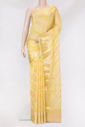 Lemon Yellow Dual Tone Tussar Silk Saree with Zari Brocade on the body and Zari Border.  displayed on a mannequin