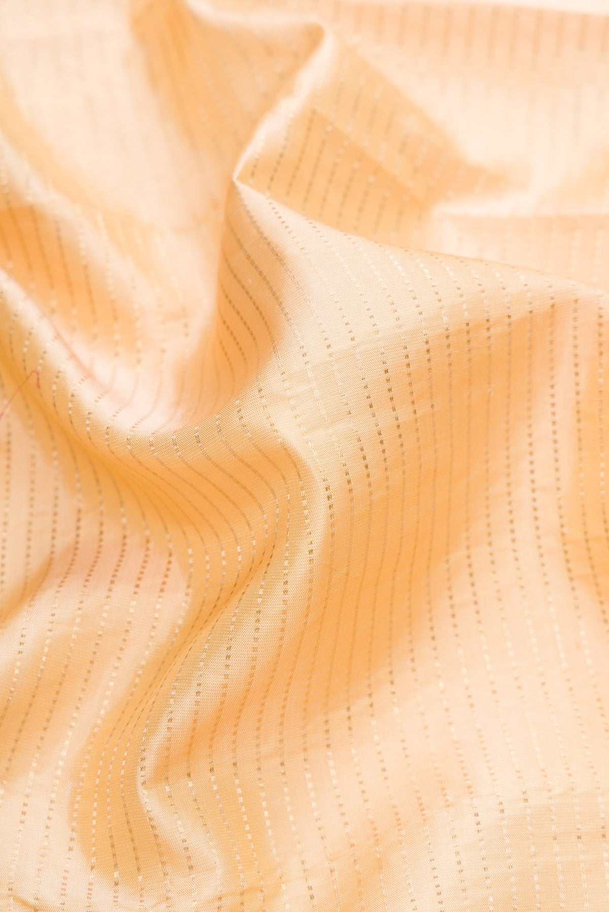 Close up of Sandal Dual Tone Banarasi Silk Saree with Stripes on the body and Embroidery Border.  displaying folds