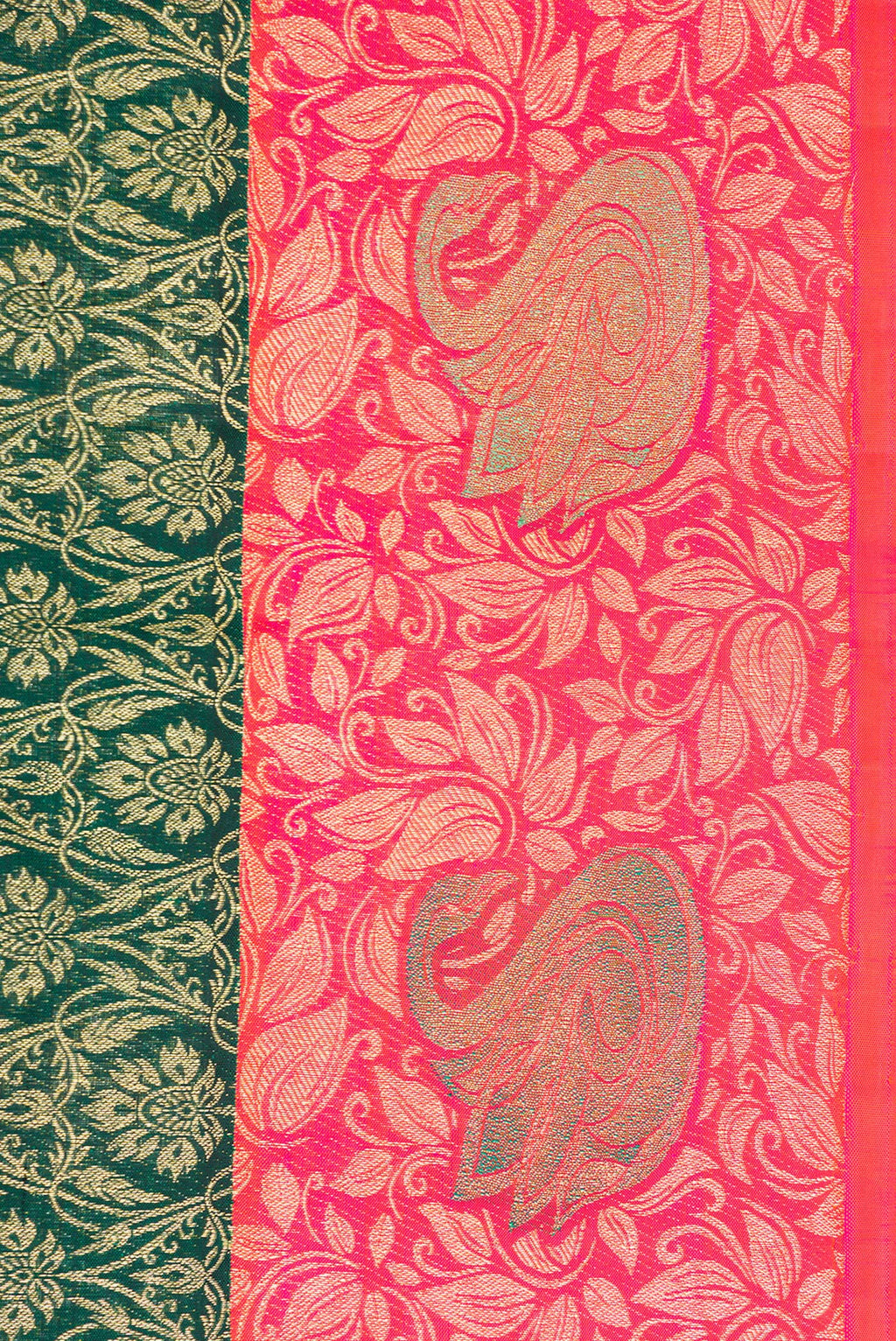 Border image of Bottle Green Dual Tone Kanchipuram Silk Saree with Zari Brocade on the body and Fancy Border. 