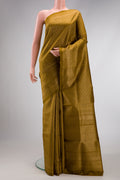 Mehandi Green Dual Tone Soft Silk Saree with Zari Brocade on the body and Zari Border.  displayed on a mannequin