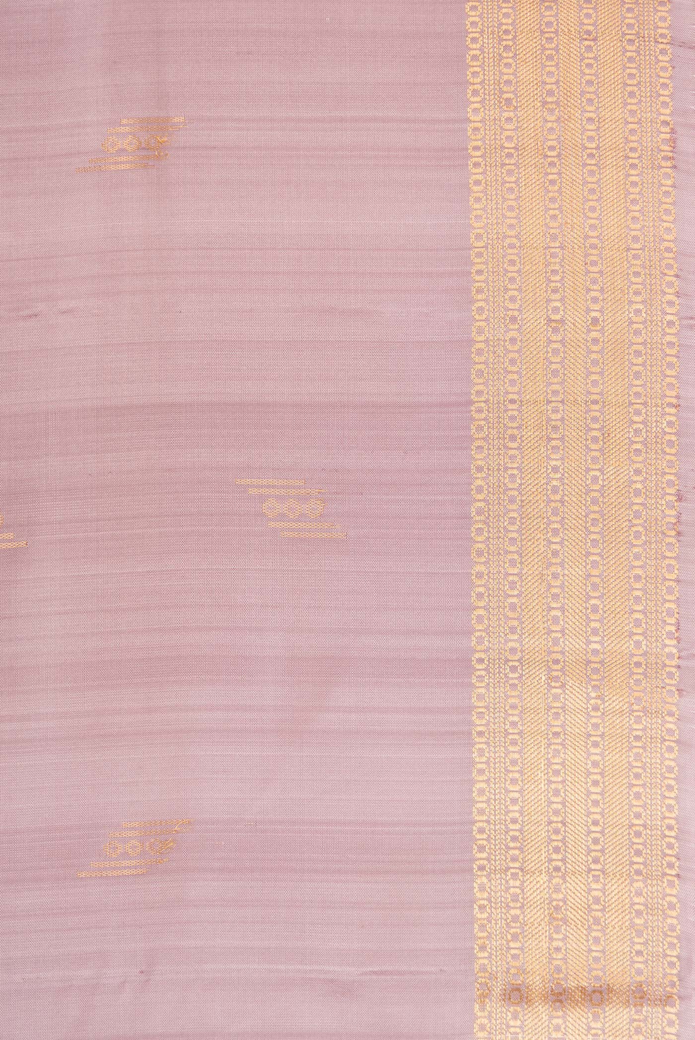 Border image of Brown Dual Tone Soft Silk Saree with Zari Butta on the body and Zari Border. 