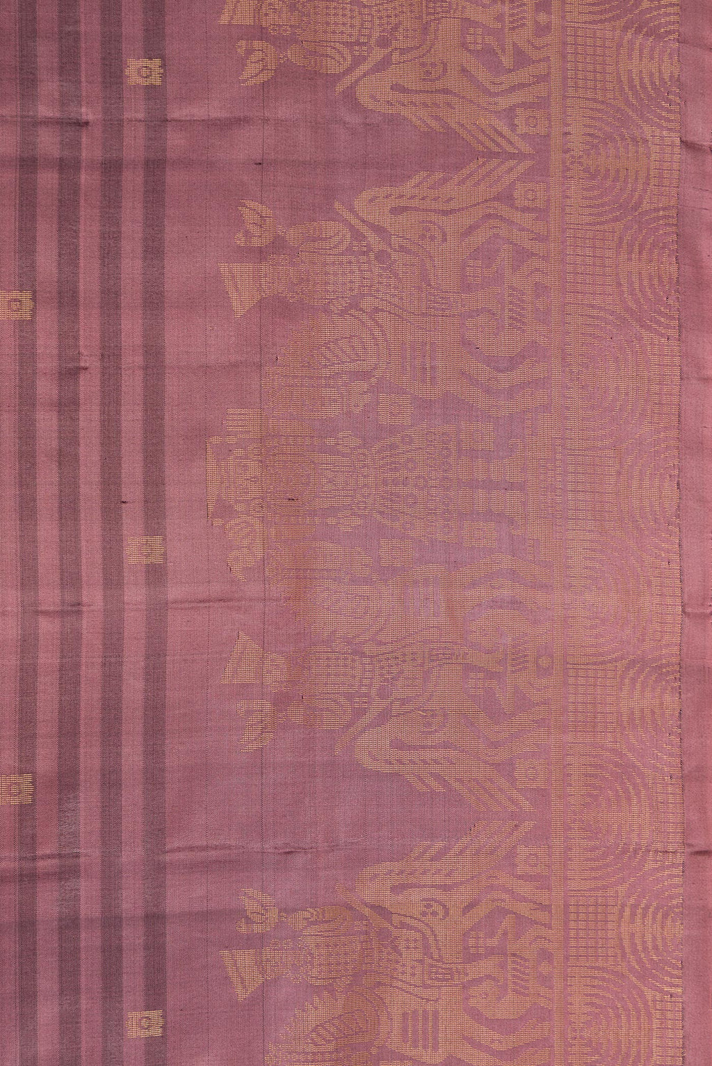 Border image of Brown Dual Tone Soft Silk Saree with Stripes on the body and Fancy Border. 