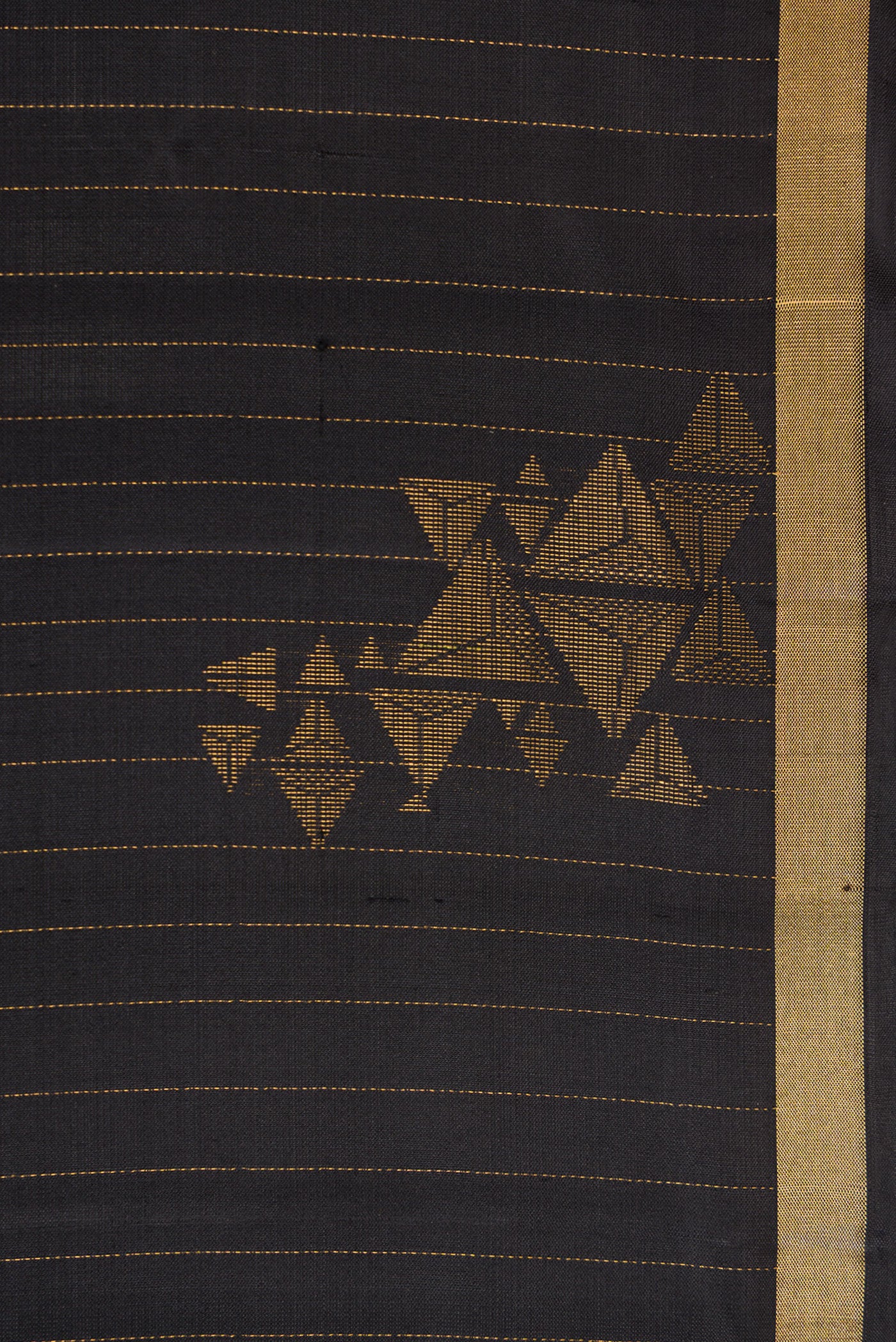 Border image of Black Dual Tone Soft Silk Saree with Stripes on the body and Zari Border. 