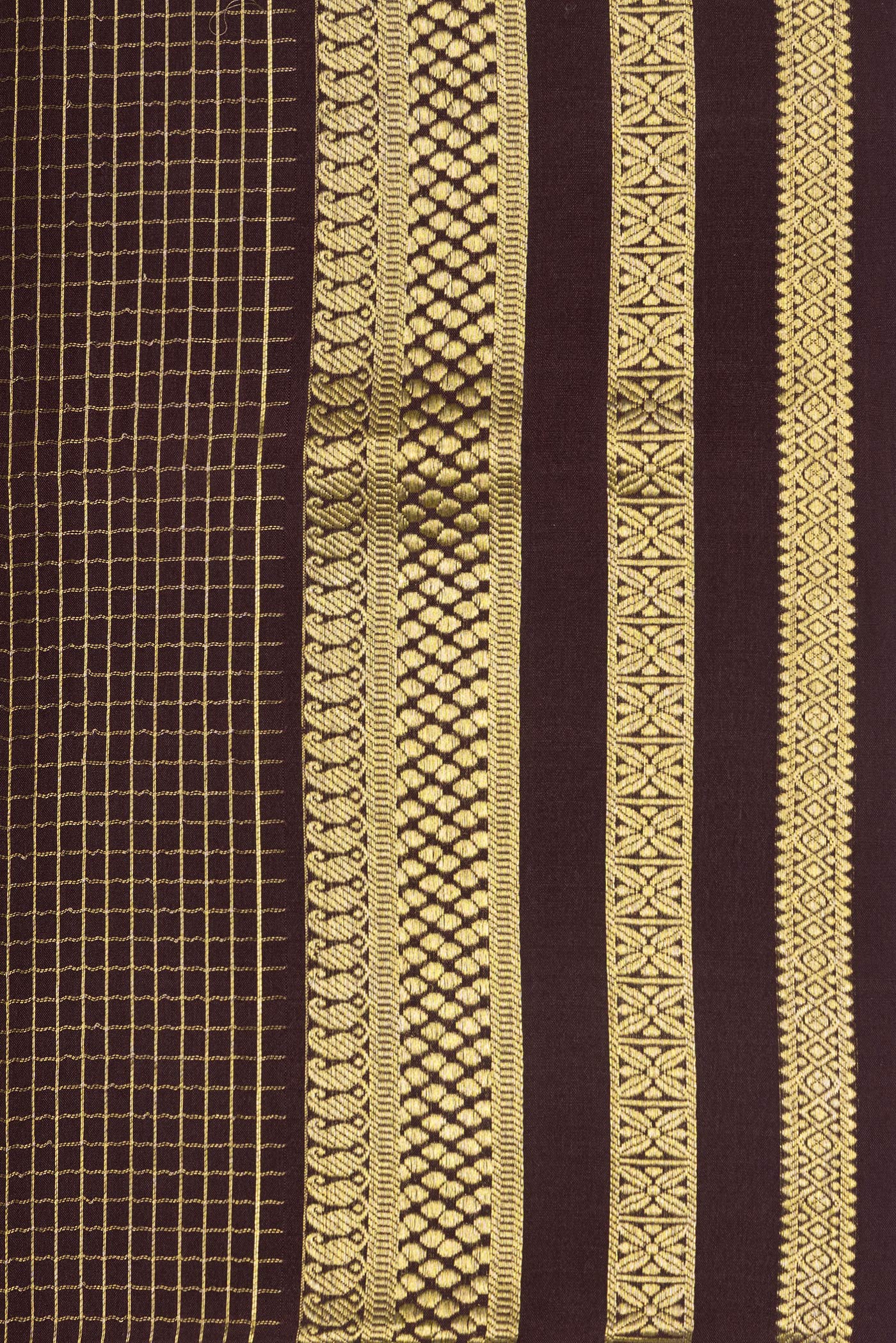 Border image of Sky Blue and Coffee Brown Color Mysore Silk Saree with Half And Half on the body and Zari Border. 