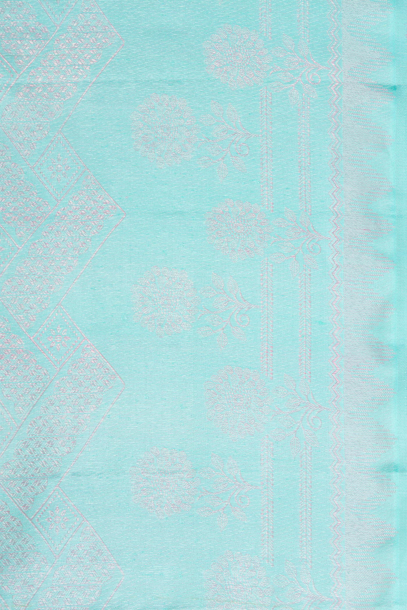 Border image of Light Blue Dual Tone Kanjivaram Silk Saree with Jacquard design on the body and Fancy Border. 