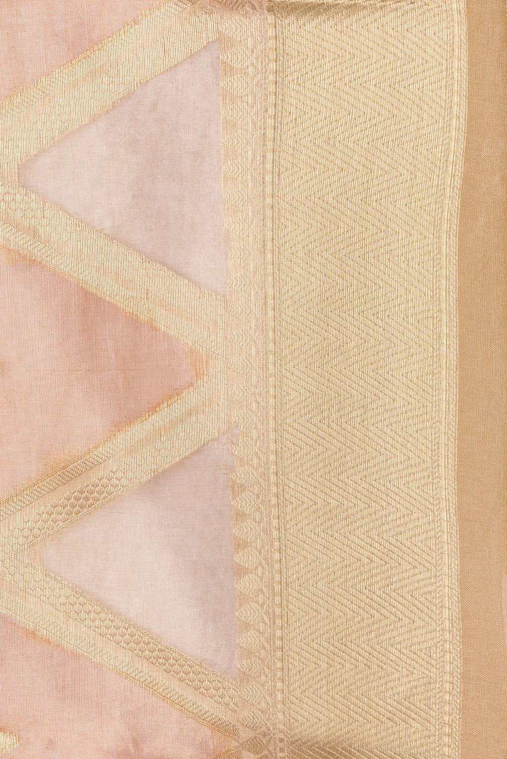 Border image of Golden Peach Dual Tone Organza Silk Saree with Zari Brocade on the body and Zari Border. 