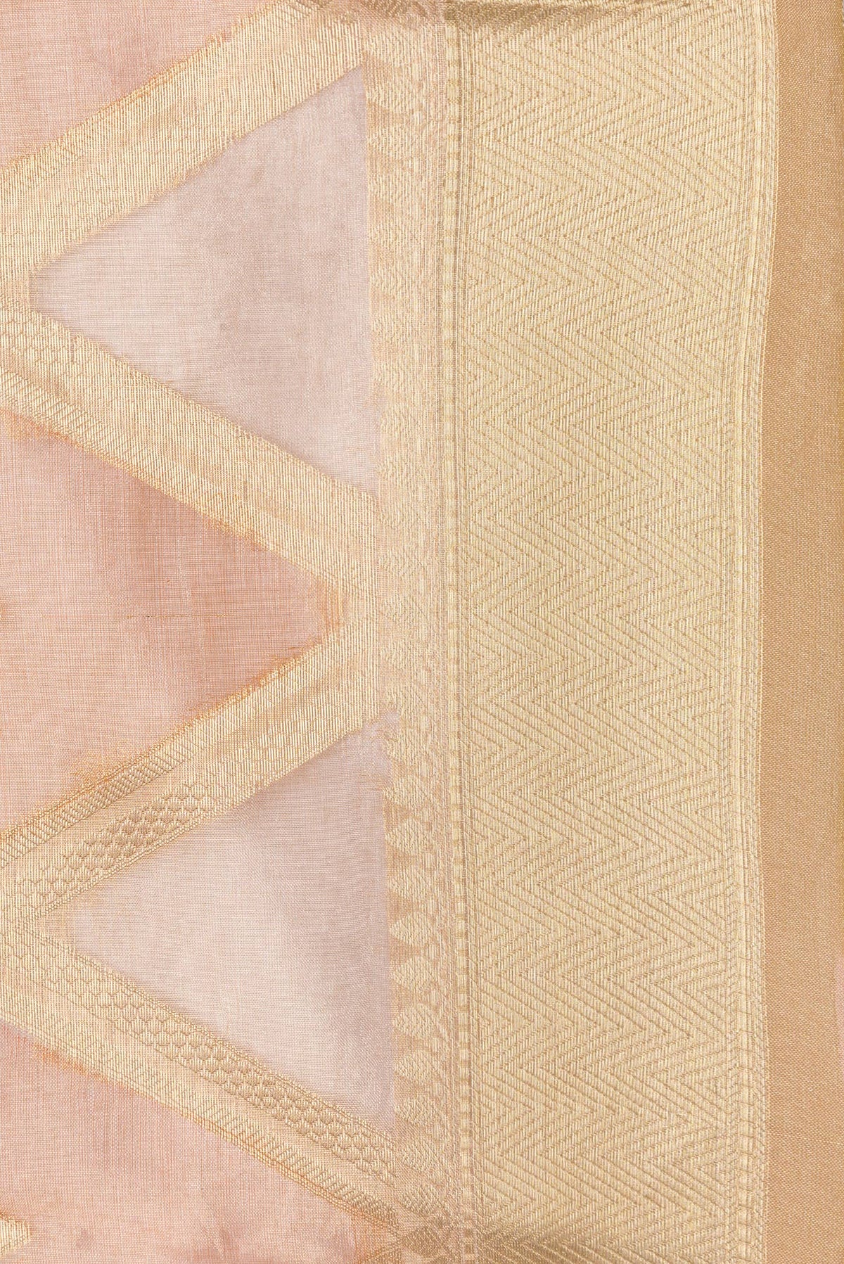 Border image of Golden Peach Dual Tone Organza Silk Saree with Zari Brocade on the body and Zari Border. 