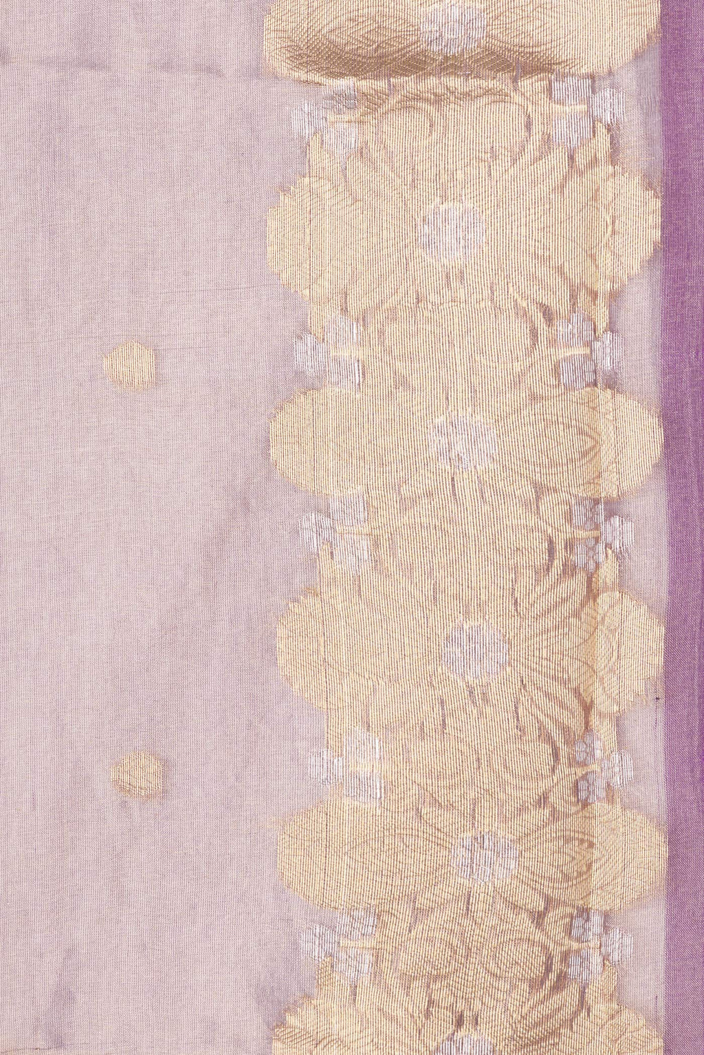 Border image of Pink Dual Tone Organza Silk Saree with Zari Butta on the body and Zari Border. 