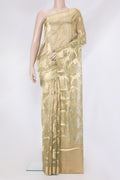 Pista Green Dual Tone Organza Silk Saree with Zari Brocade on the body and Zari Border.  displayed on a mannequin