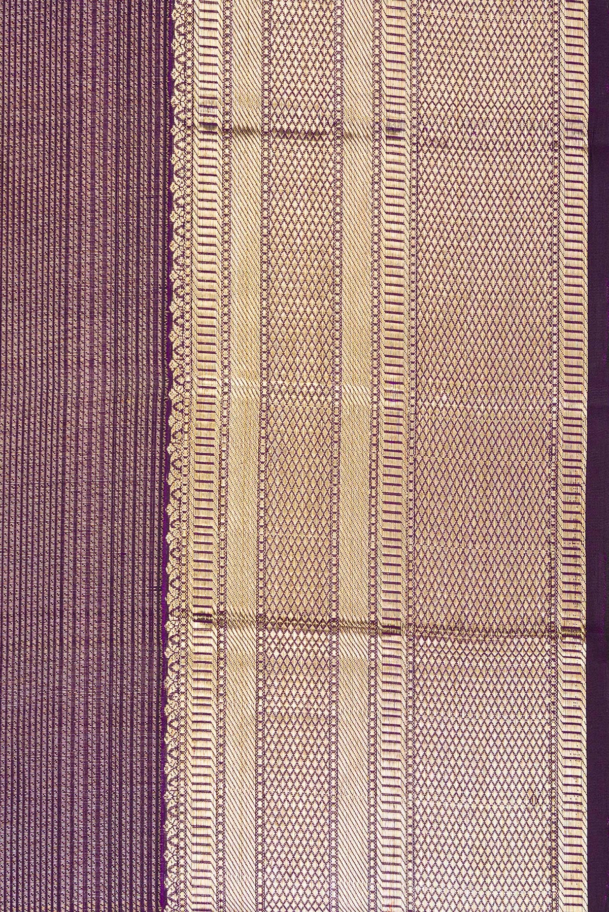 Border image of Violet Dual Tone Kanchipuram Silk Saree with Zari Brocade on the body and Zari Border. 