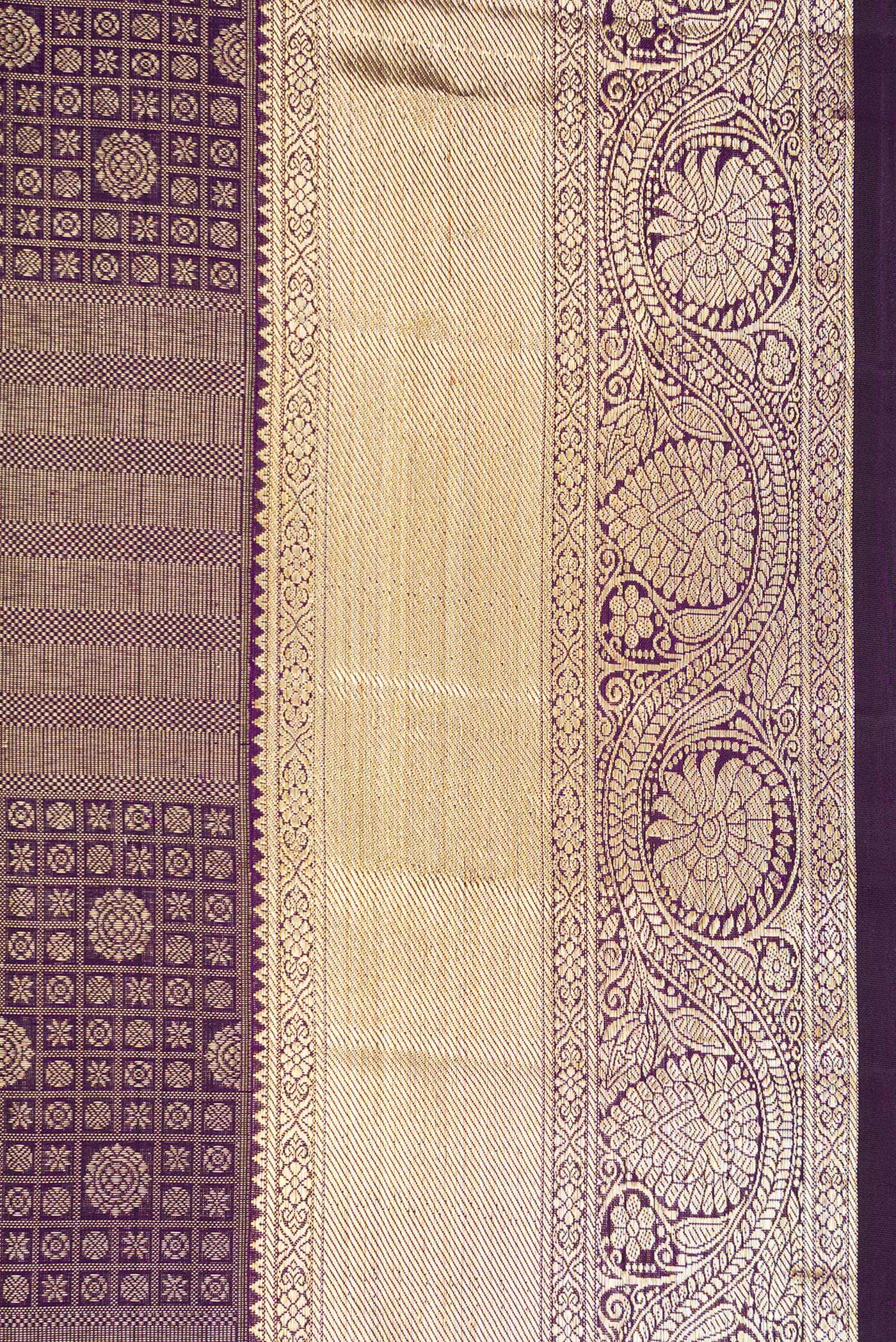 Border image of Violet Dual Tone Kanchipuram Silk Saree with Zari Brocade on the body and Zari Border. 