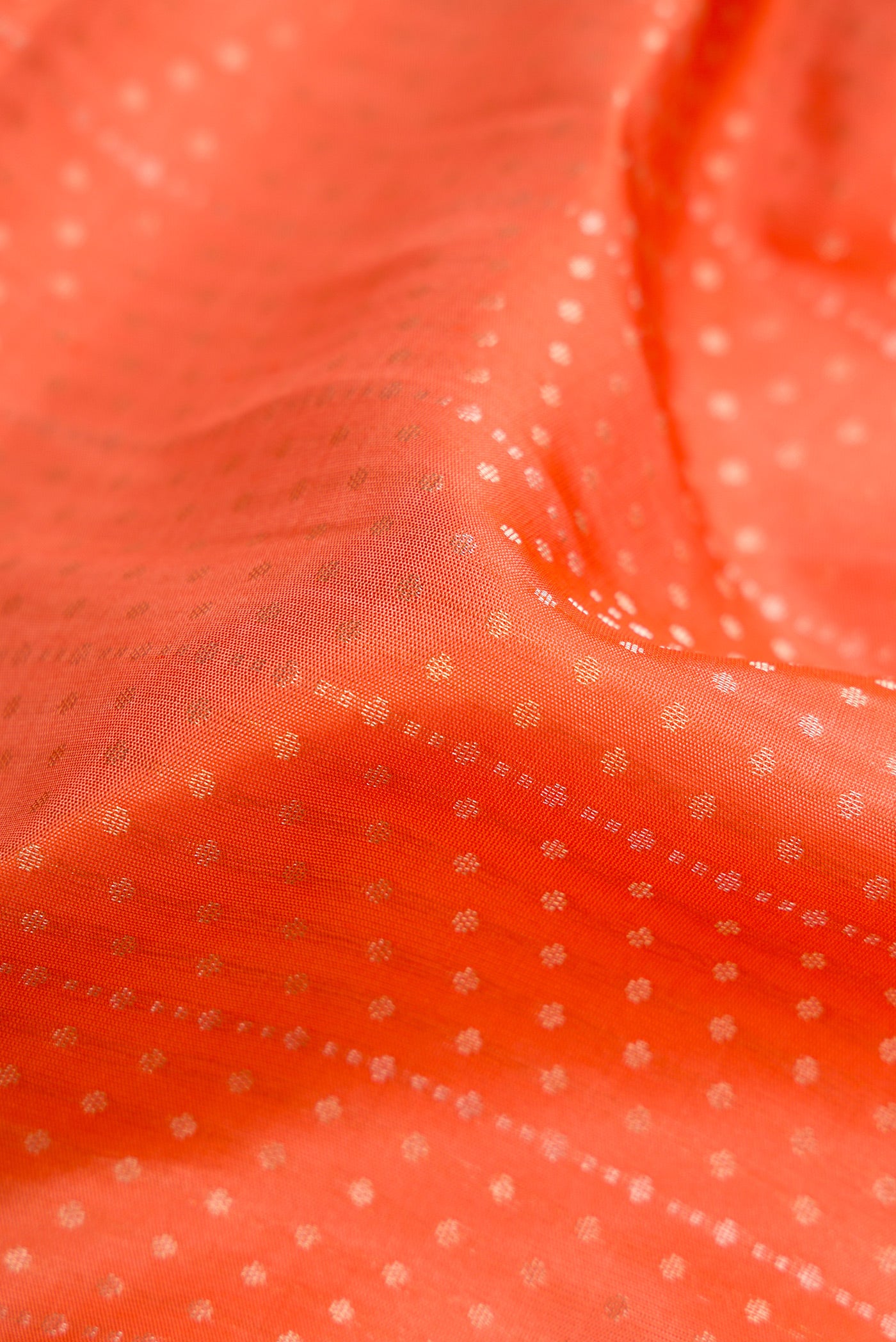 Close up of Beige and Off White Dual Tone Soft Silk Saree with Zari Brocade on the body and Fancy Border.  displaying folds