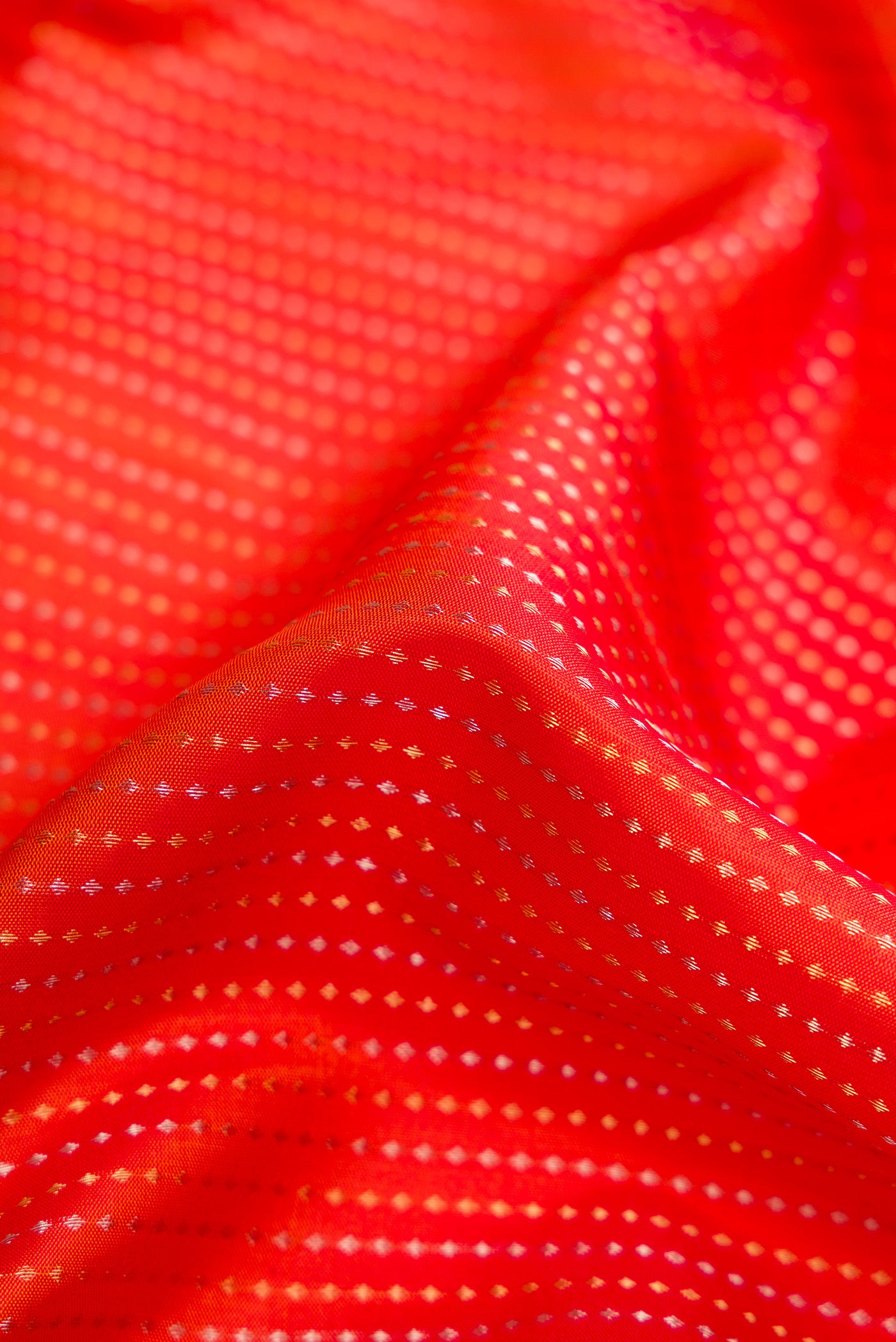 Close up of Beige and Off White Dual Tone Soft Silk Saree with Stripes on the body and Zari Border.  displaying folds