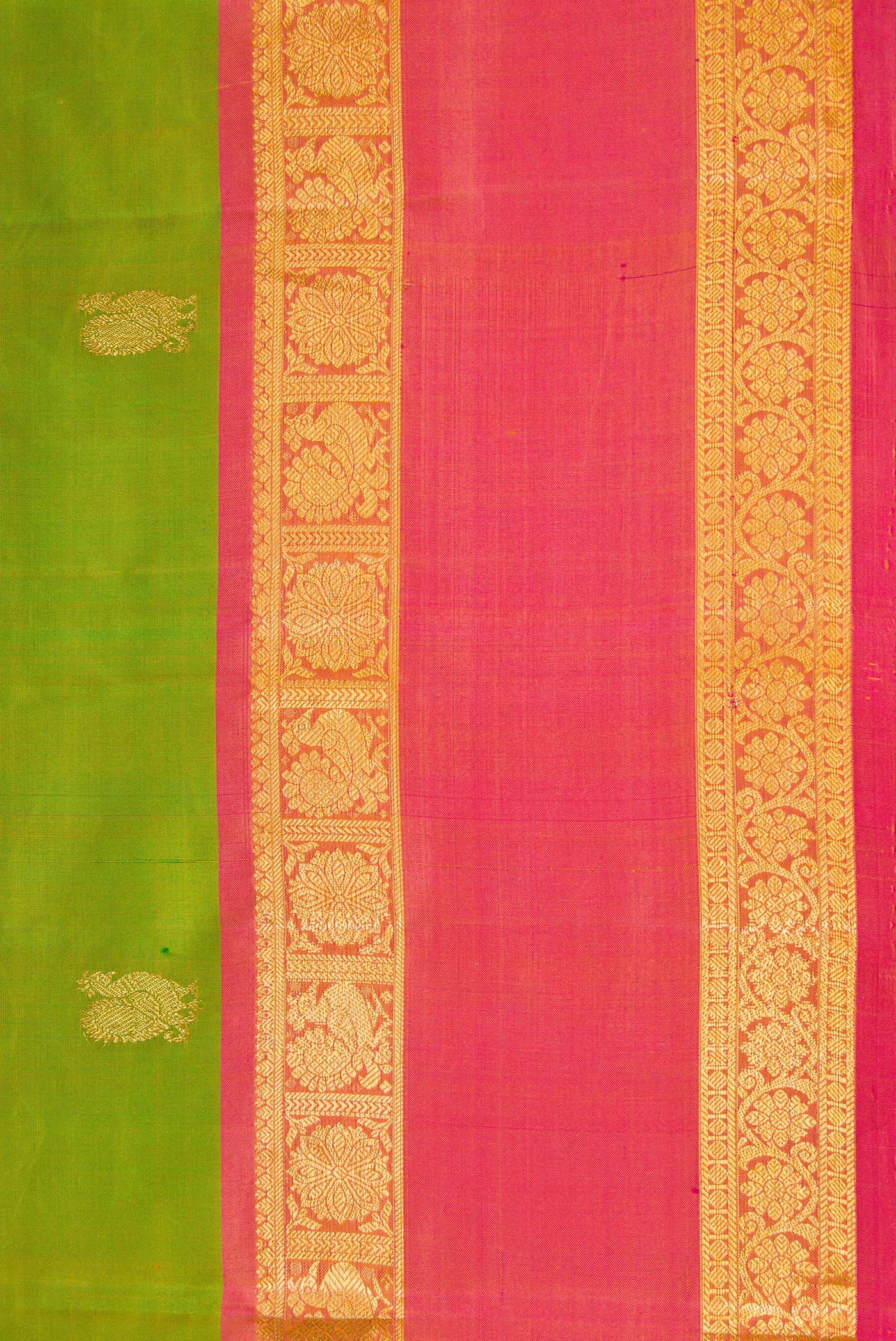 Border image of Green Dual Tone Kanjivaram Silk Saree with Zari Butta on the body and Zari Border. 
