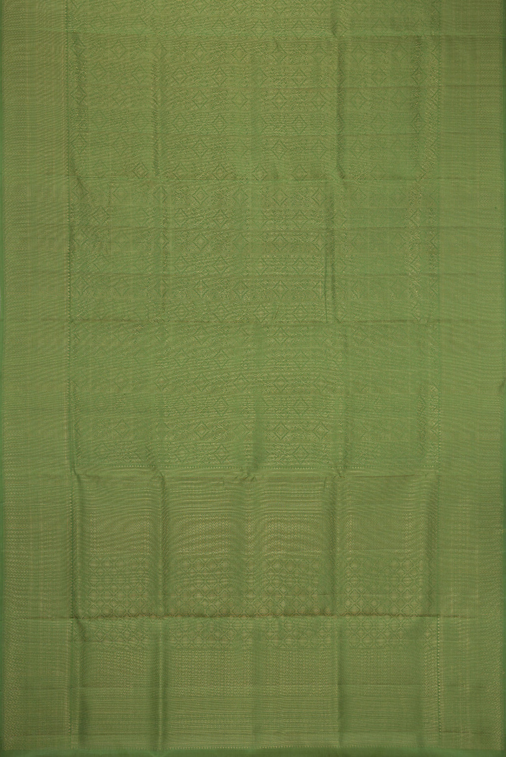 Flat view of Green Soft Silk Saree with Zari Brocade on the body and Fancy Border. 