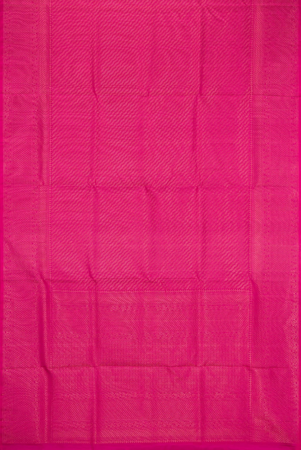 Flat view of Pink Soft Silk Saree with Zari Brocade on the body and Fancy Border. 