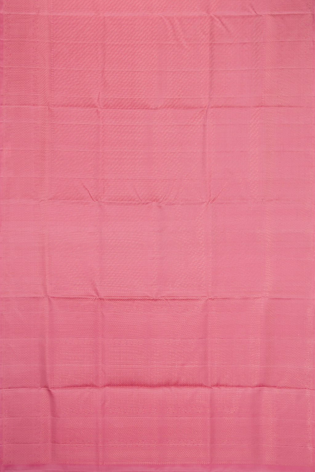 Flat view of Rose pink Soft Silk Saree with Zari Brocade on the body and Fancy Border. 