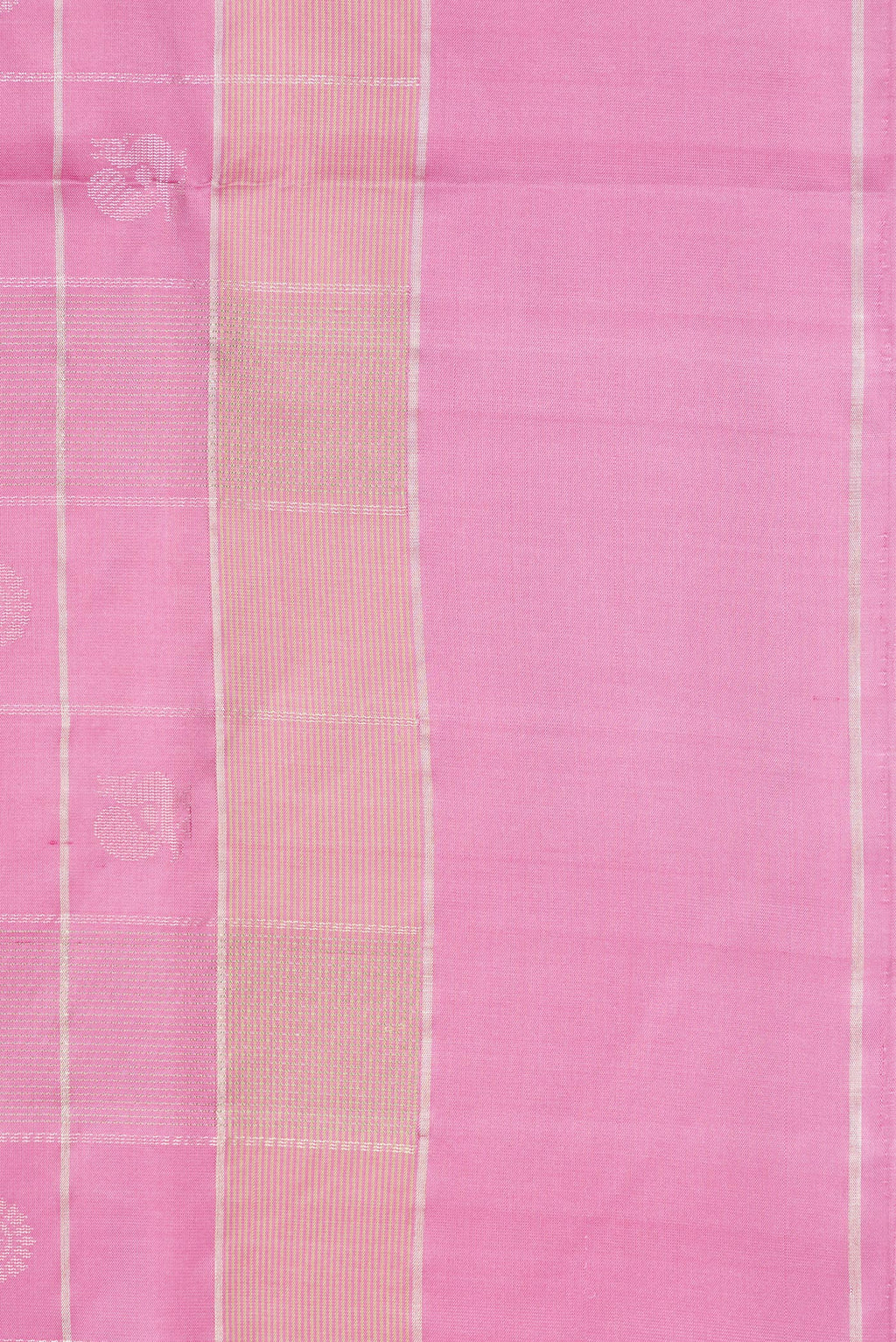 Border image of Pure Silk Pink Dual Tone Soft Saree with Checked design on the body and Zari Border. 