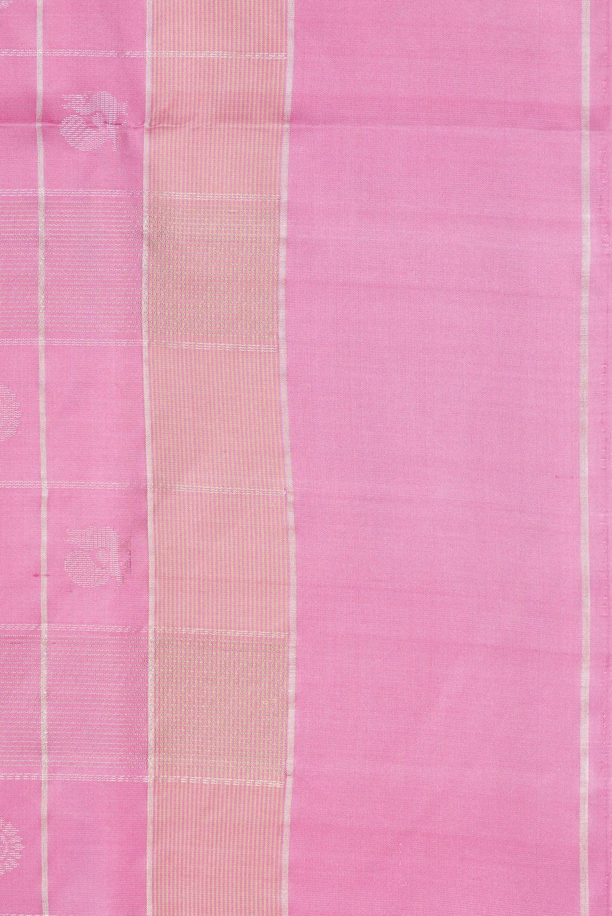 Border image of Pure Silk Pink Dual Tone Soft Saree with Checked design on the body and Zari Border. 