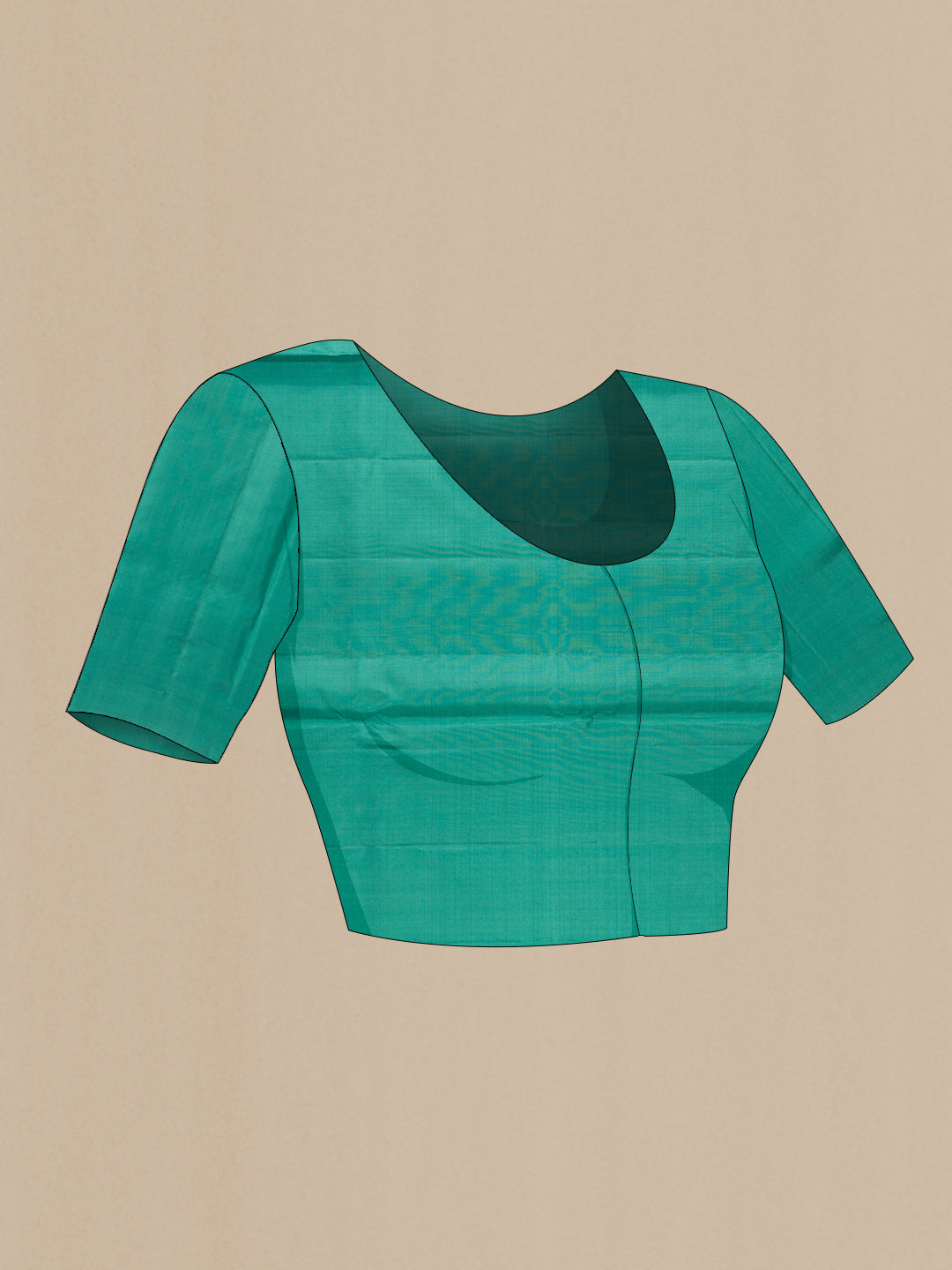 Close up image of the blouse of Maya Blue Soft Silk Saree with Zari Brocade on the body and Fancy Border. 
