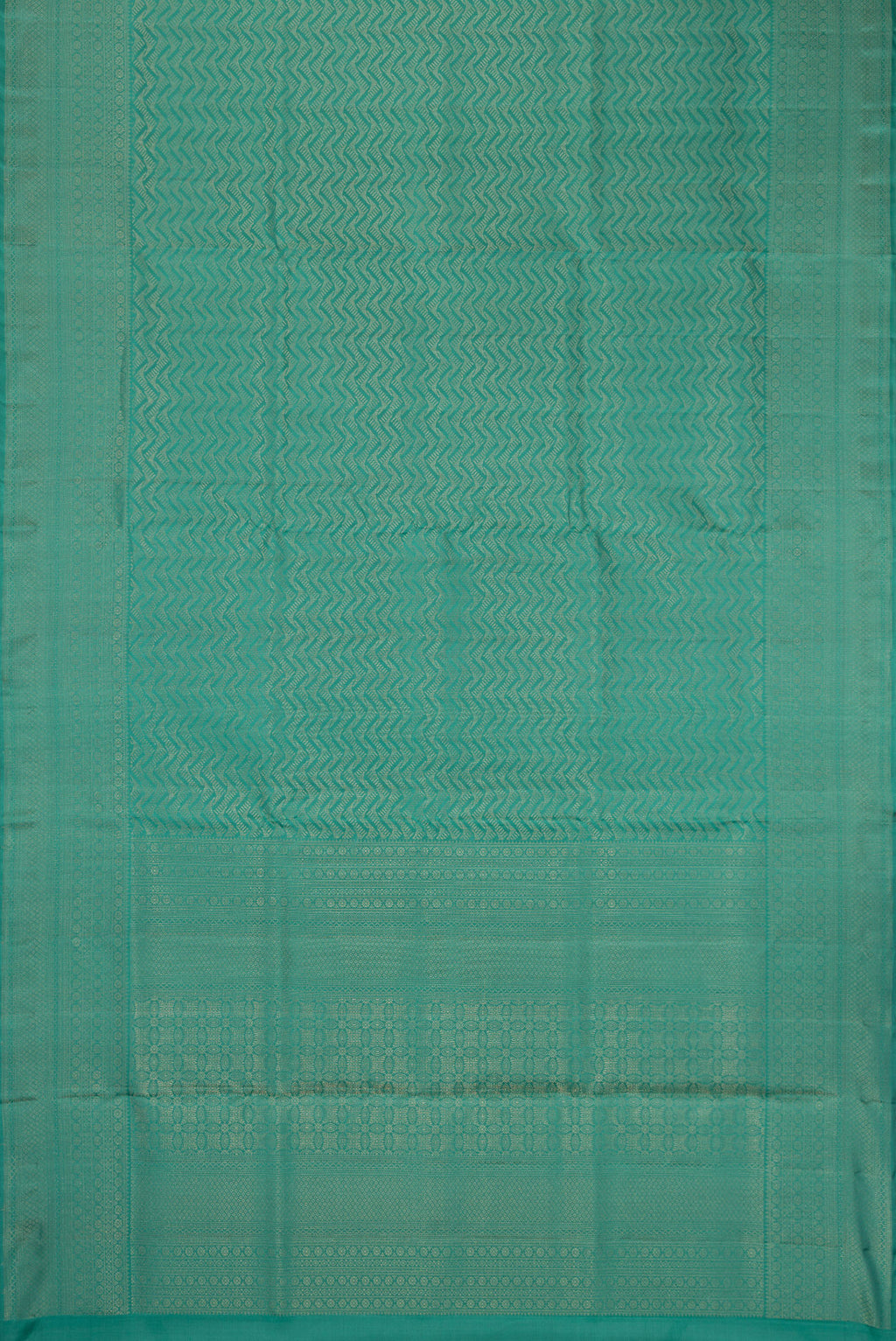 Flat view of Maya Blue Soft Silk Saree with Zari Brocade on the body and Fancy Border. 